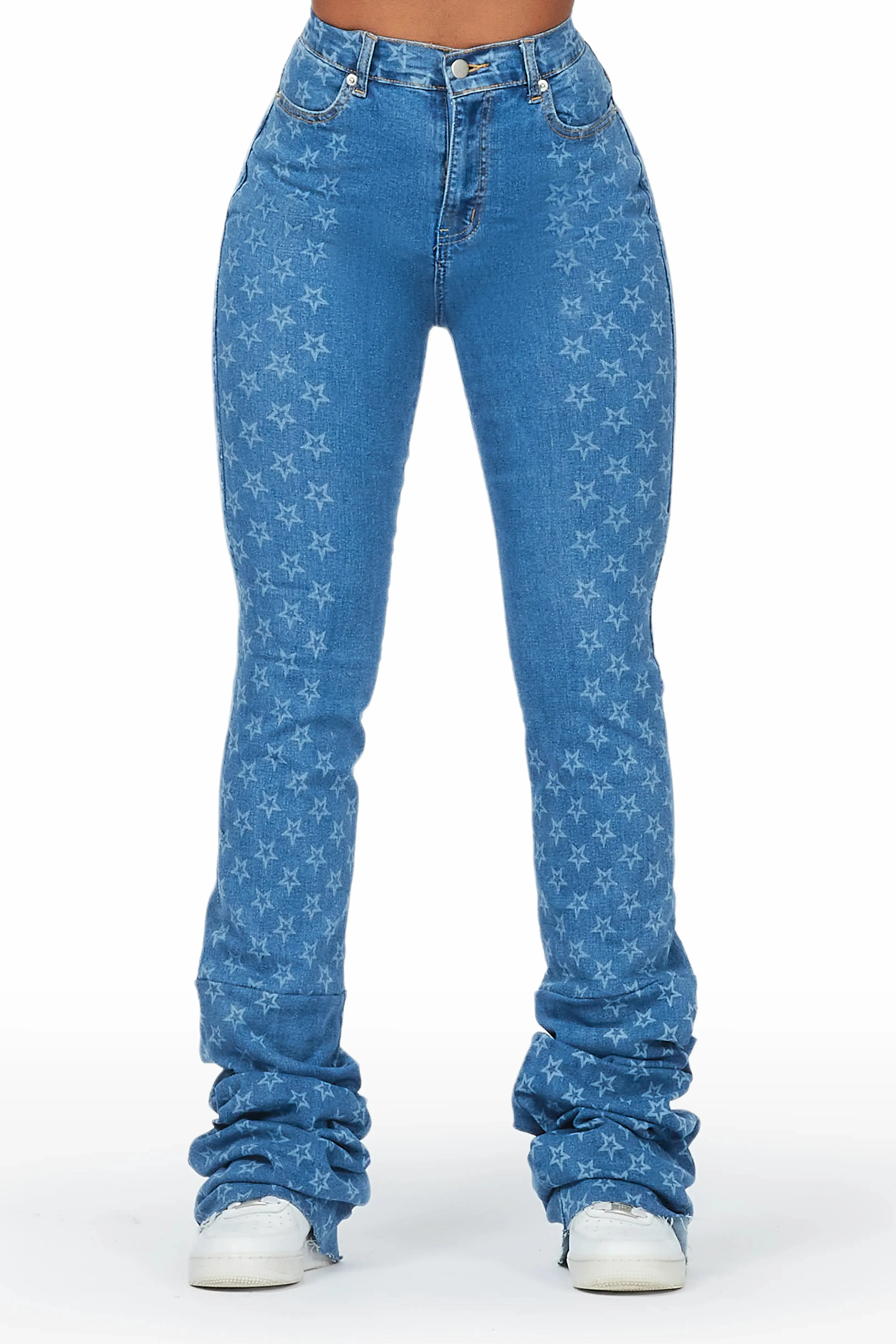 Chasing Stars 2.0 Med. Wash Super Stacked Jean sold by Rockstar Original