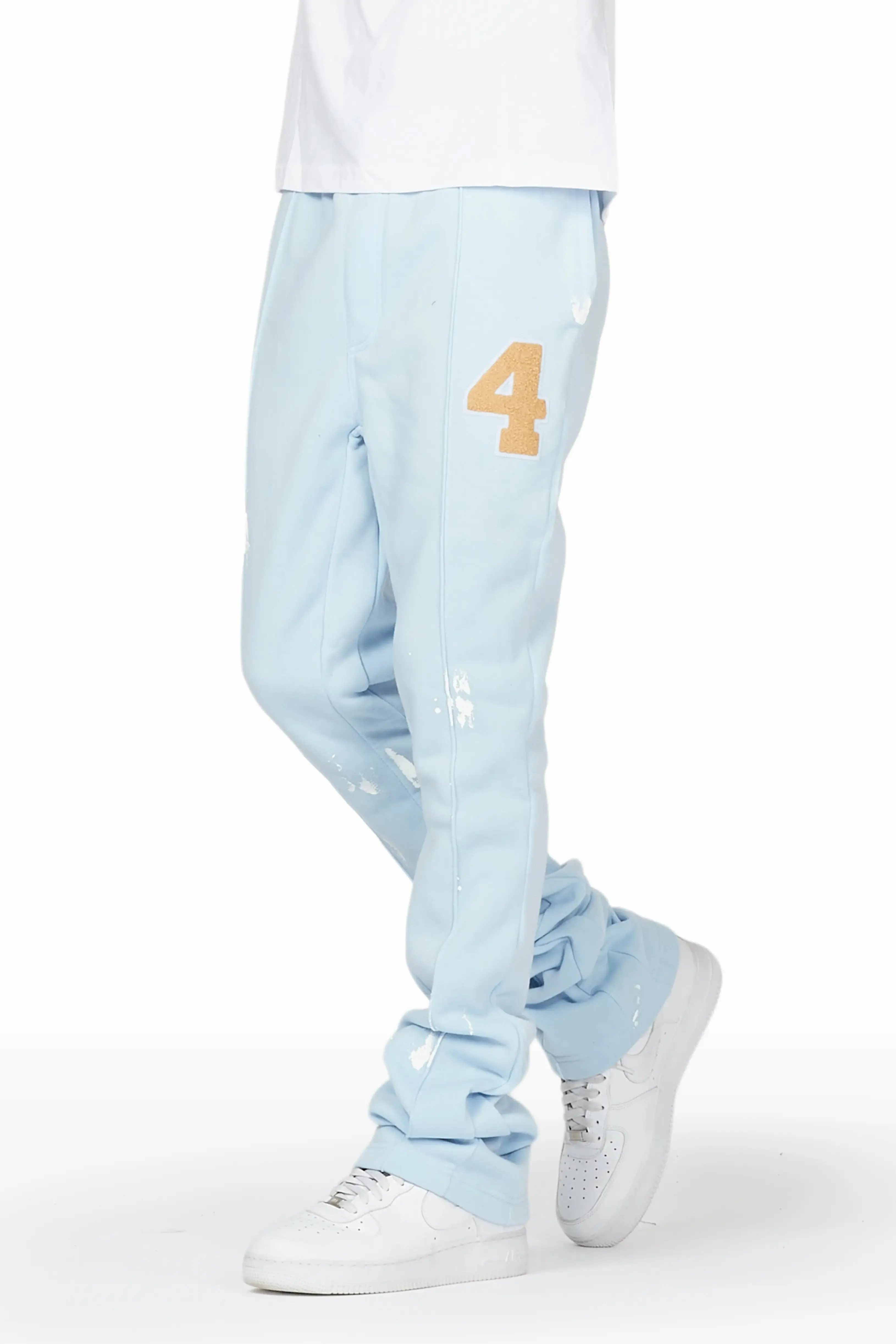 Angelo Sky Blue Patchwork Stacked Flare Pants sold by Rockstar Original