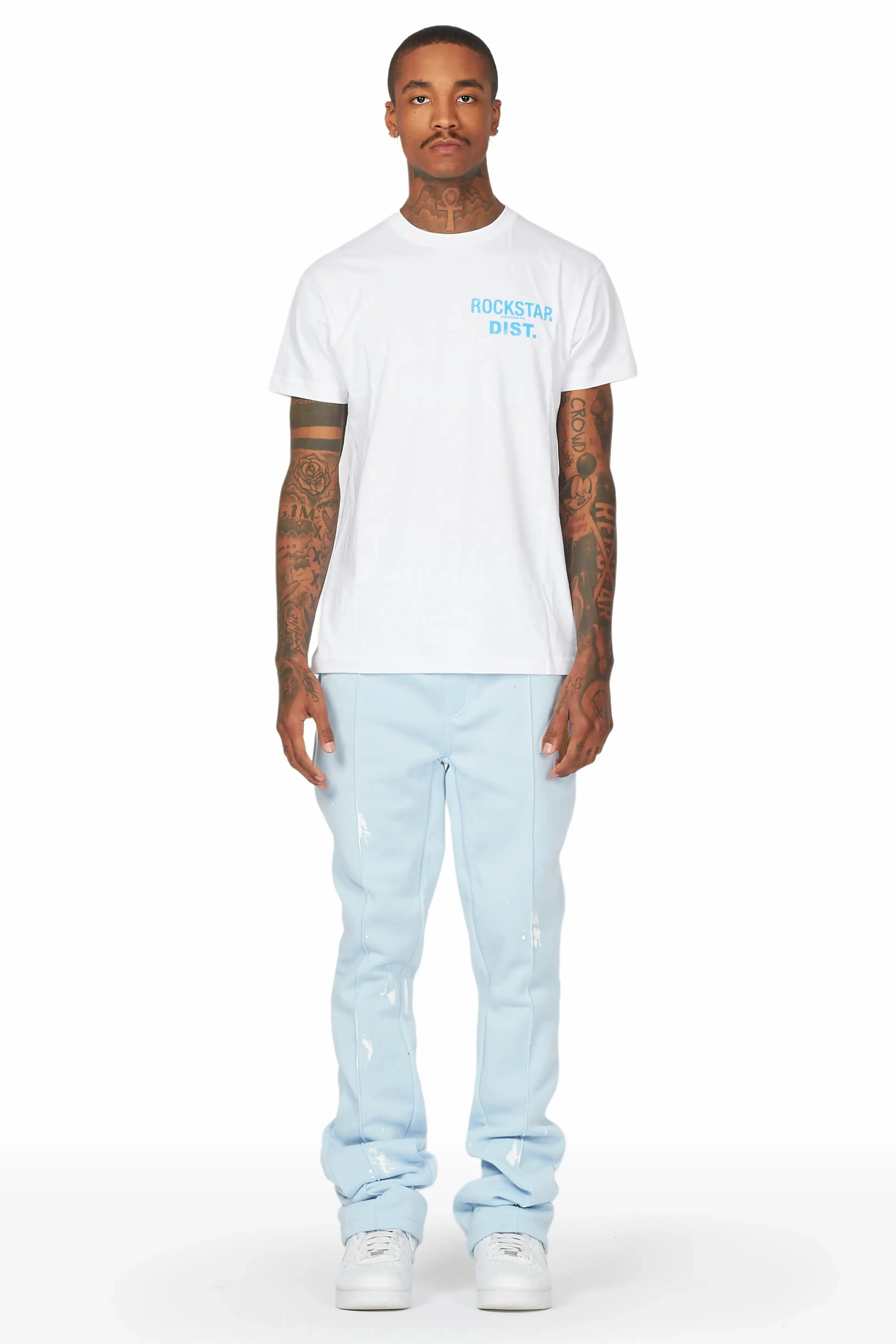 Angelo Sky Blue Patchwork Stacked Flare Pants sold by Rockstar Original product image thumbnail 3
