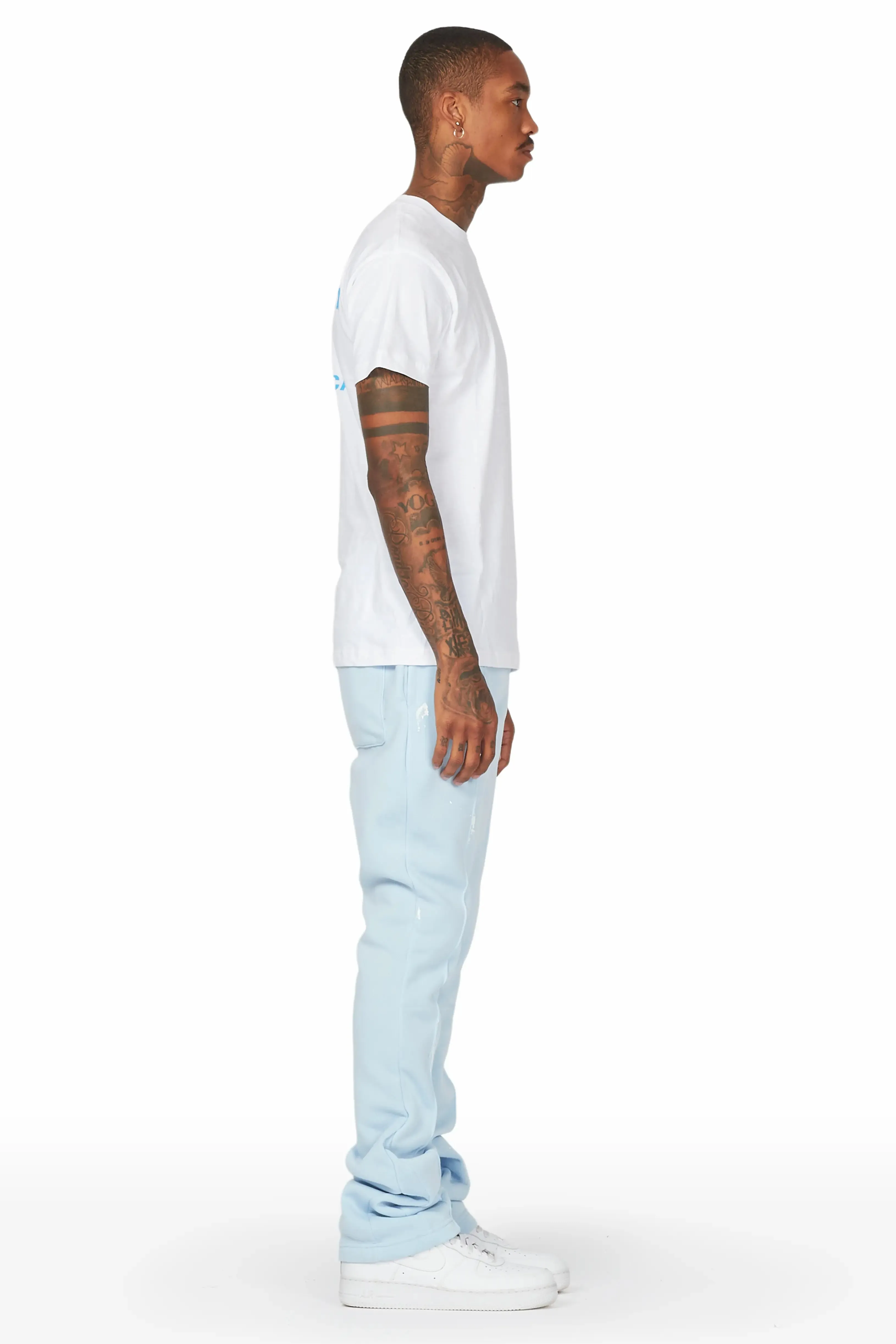 Angelo Sky Blue Patchwork Stacked Flare Pants sold by Rockstar Original product image thumbnail 4