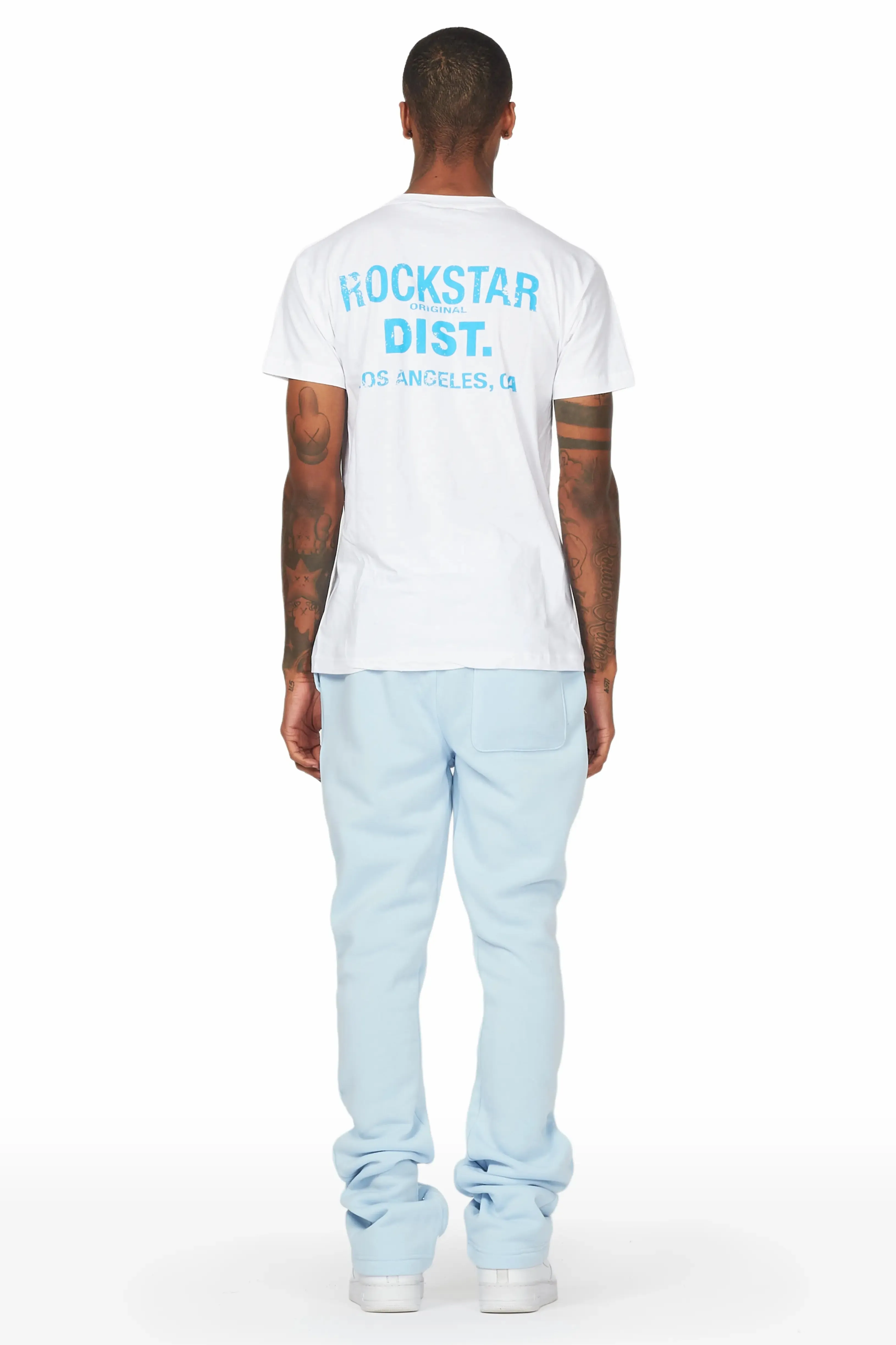 Angelo Sky Blue Patchwork Stacked Flare Pants sold by Rockstar Original product image thumbnail 5