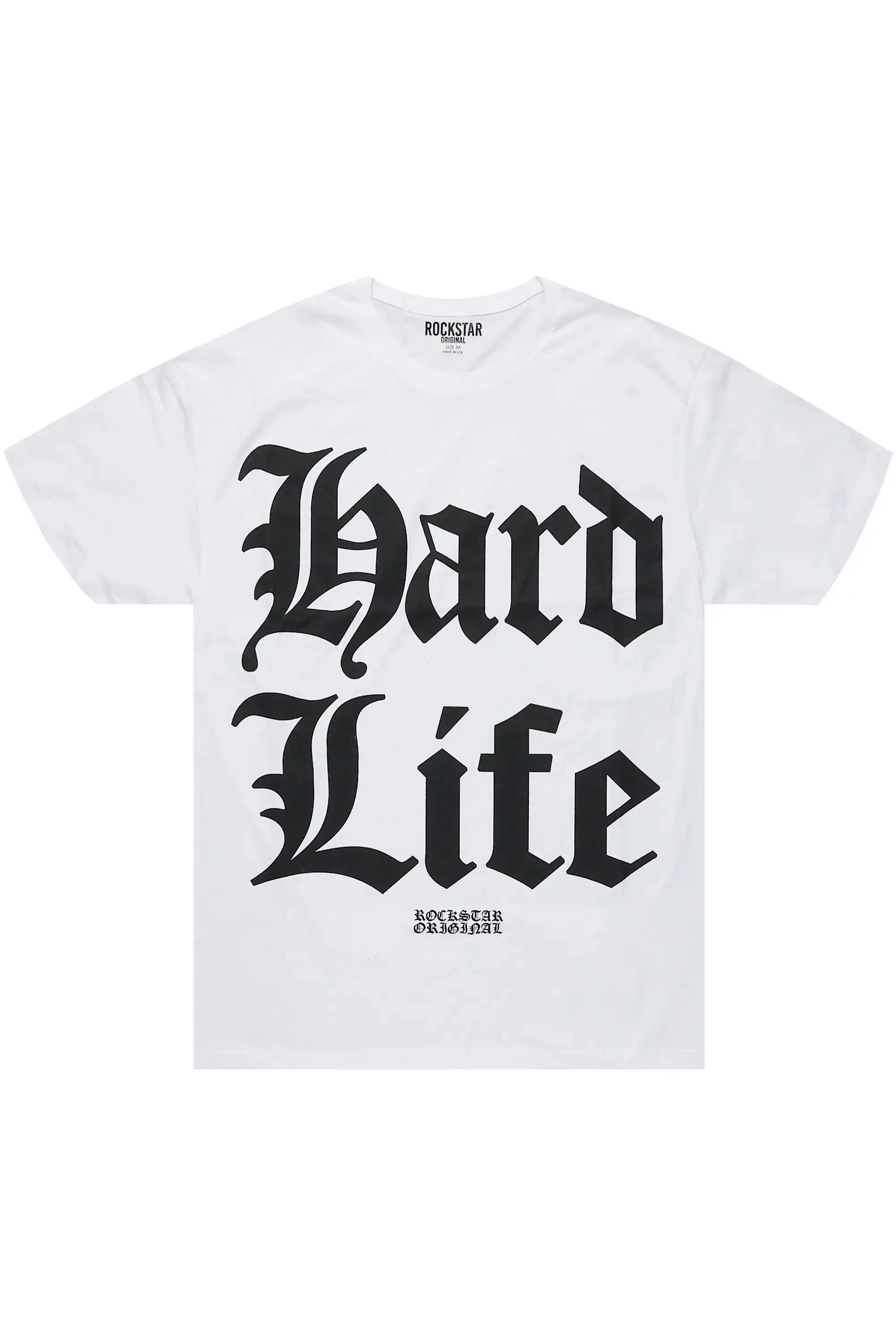 Hard Life White/Black Graphic T-Shirt sold by Rockstar Original product image thumbnail 2