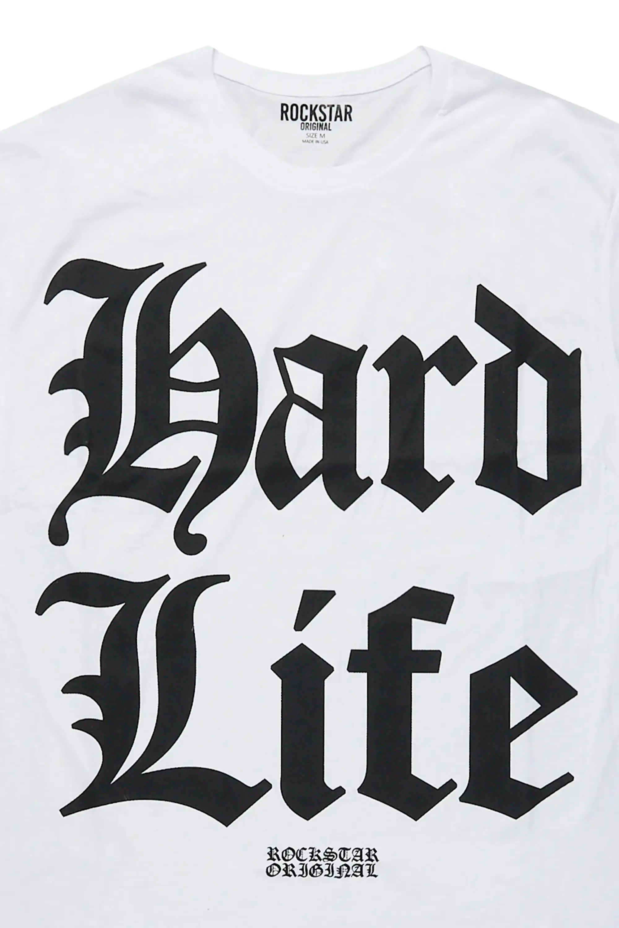 Hard Life White/Black Graphic T-Shirt sold by Rockstar Original product image thumbnail 3