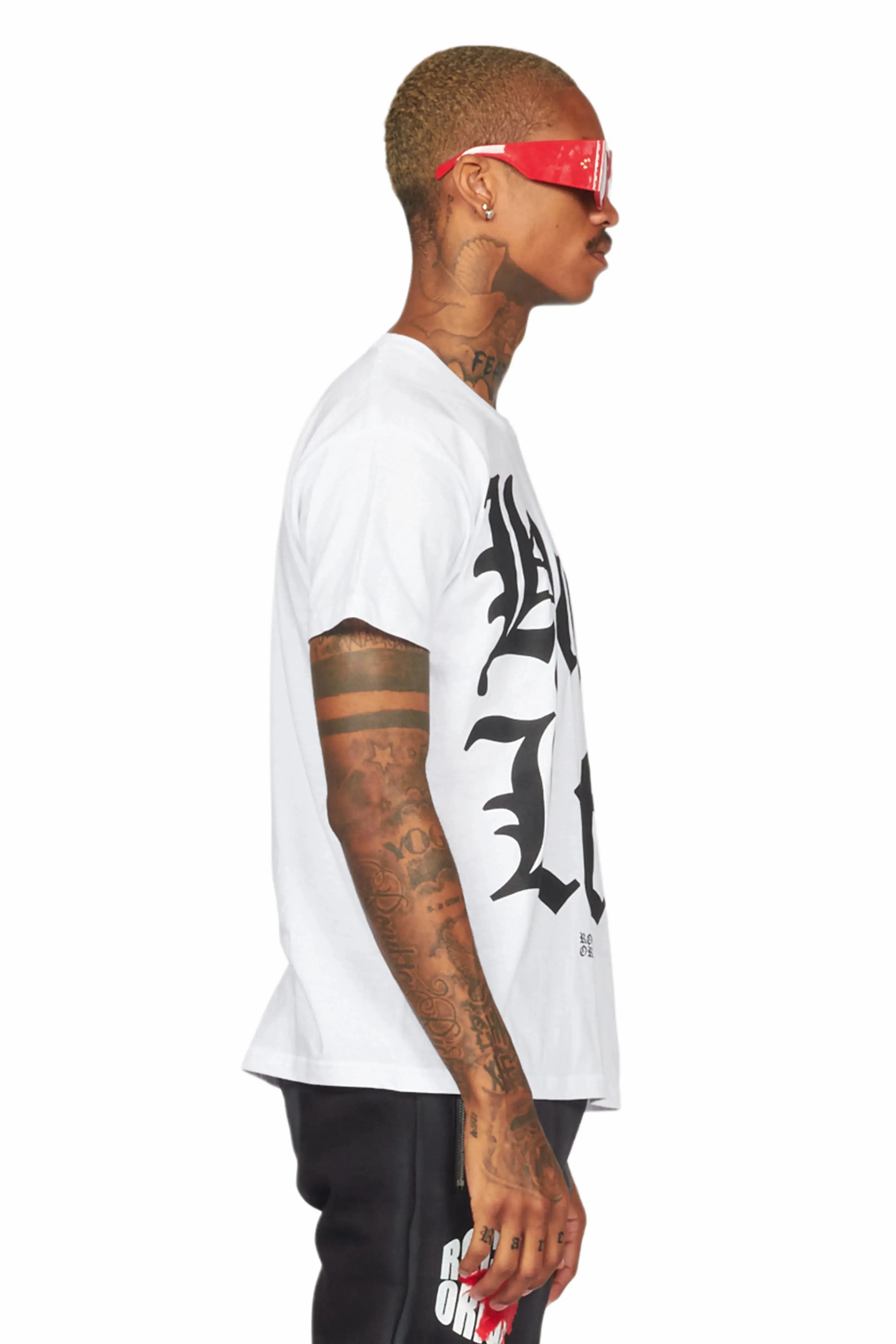 Hard Life White/Black Graphic T-Shirt sold by Rockstar Original product image thumbnail 5