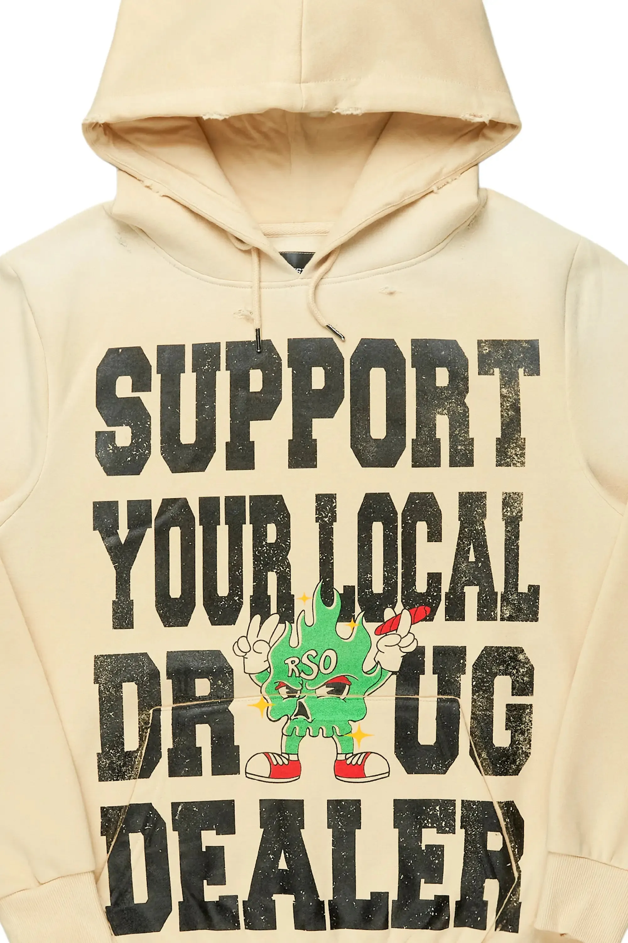 Tarl Beige Distressed Graphic Hoodie sold by Rockstar Original product image thumbnail 5