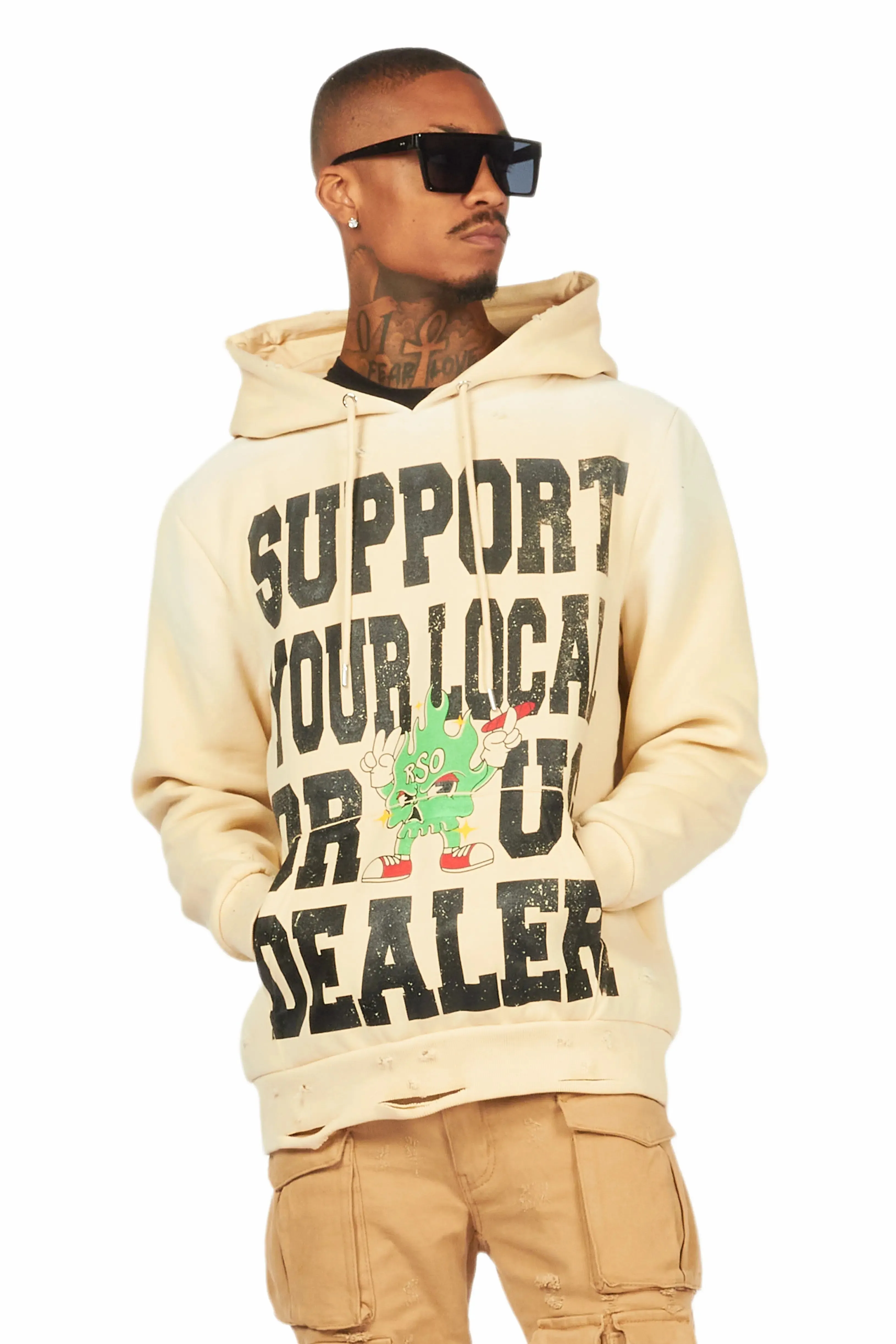 Tarl Beige Distressed Graphic Hoodie sold by Rockstar Original product image thumbnail 2