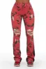 Khaleesy Red Camo Stacked Flare Jean sold by Rockstar Original