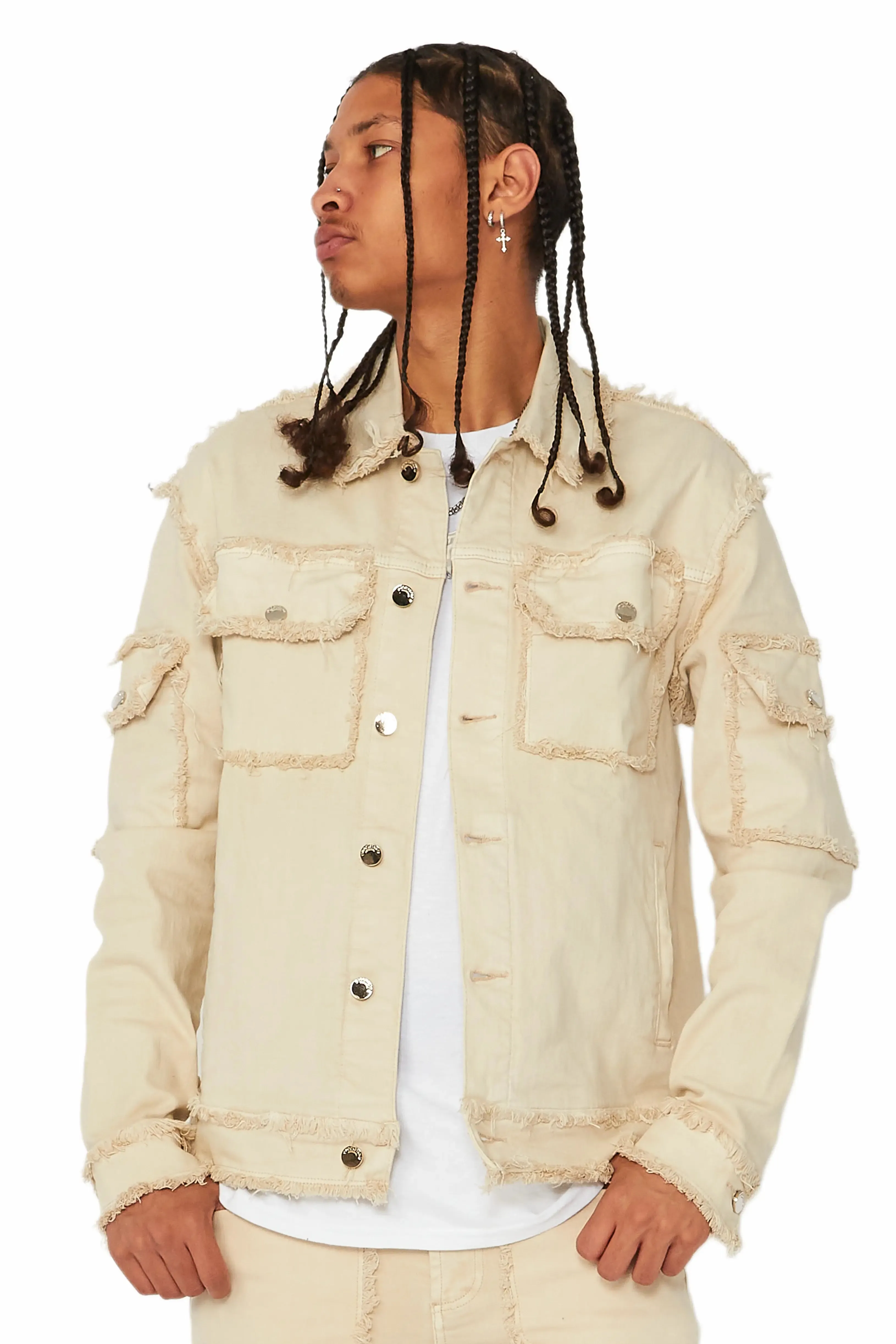 Tyrell Beige Jean Jacket sold by Rockstar Original