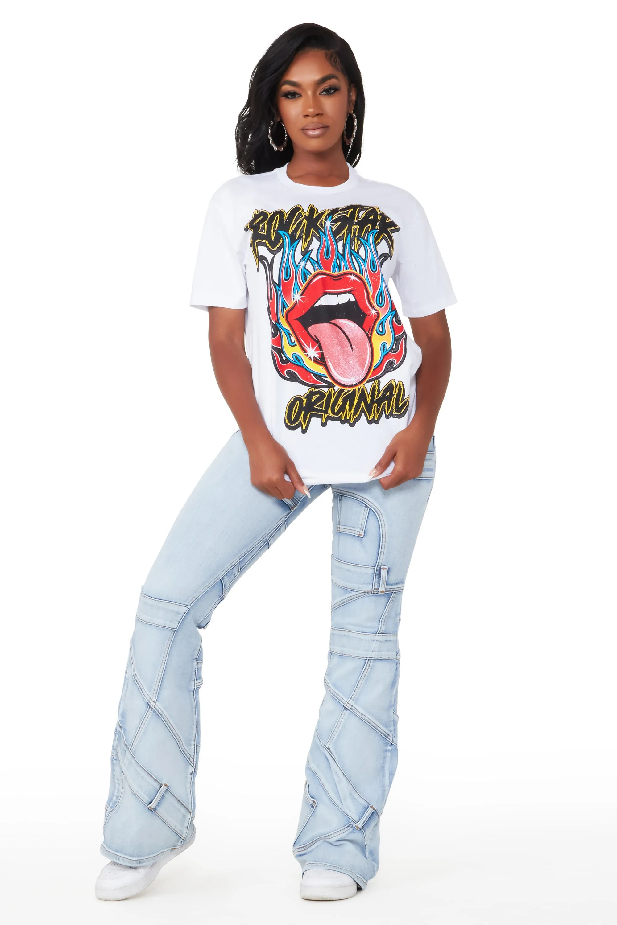 Just A Taste White Oversized Tee sold by Rockstar Original product image thumbnail 4