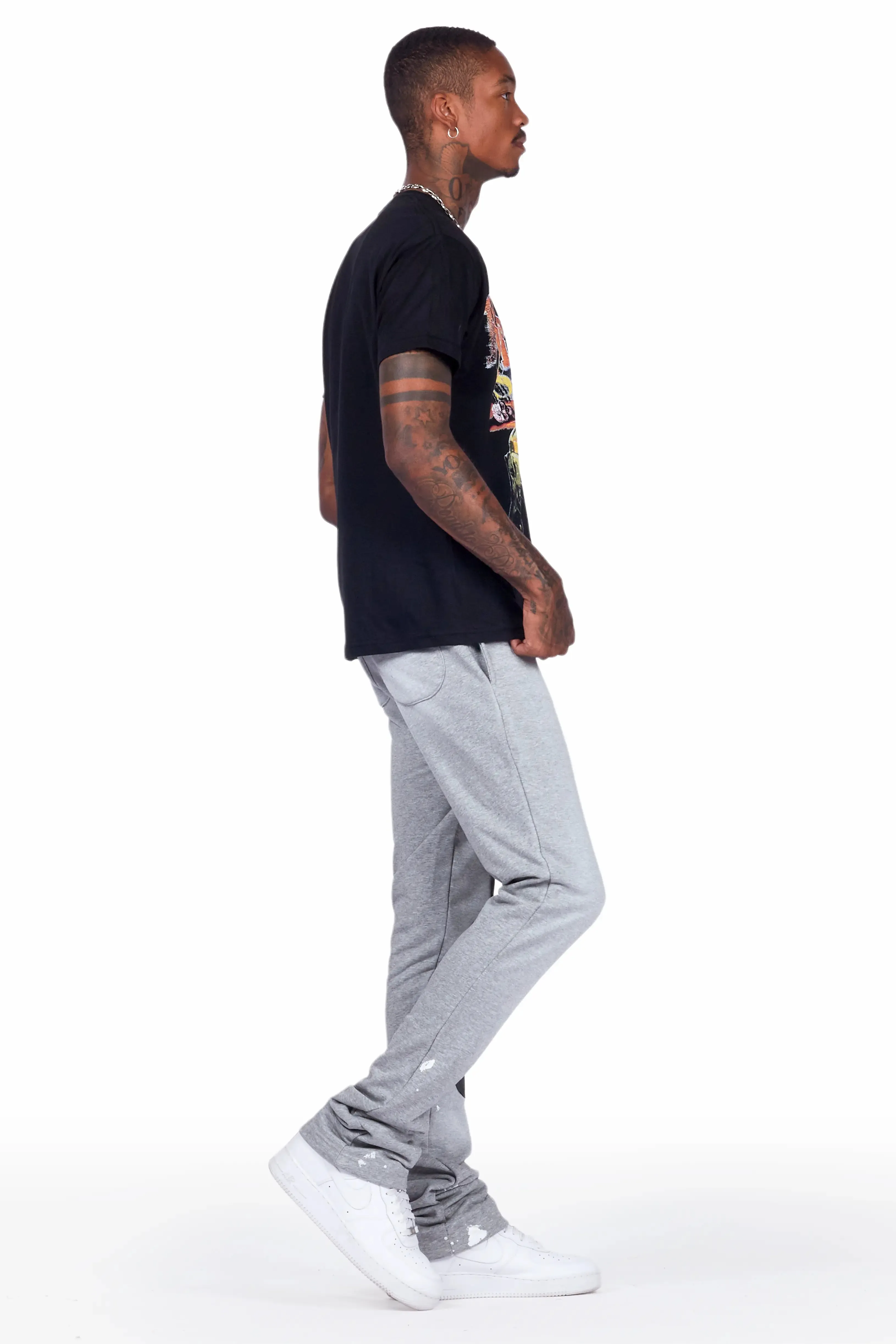 Acotas Grey Patchwork Stacked Flare Pants sold by Rockstar Original product image thumbnail 4