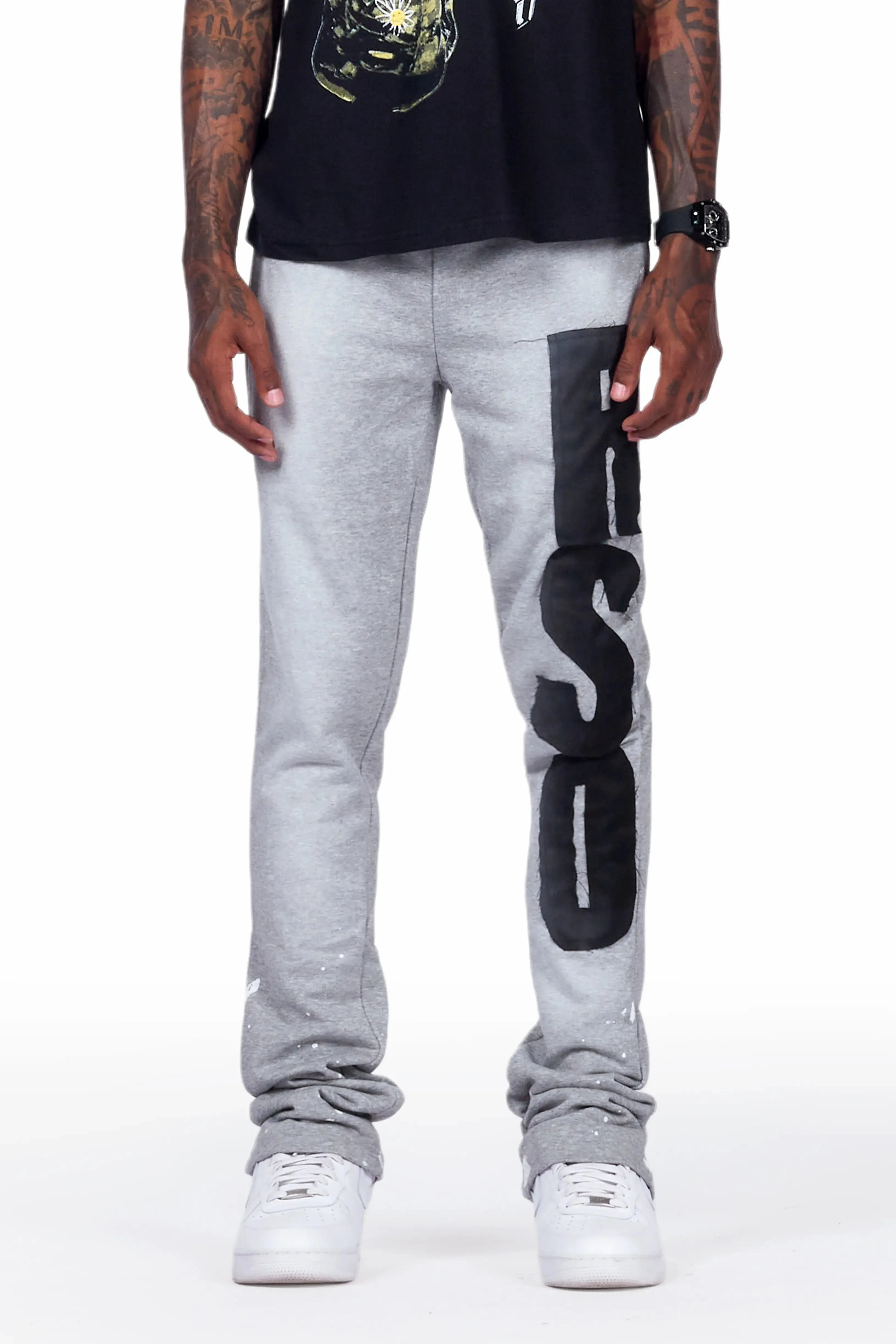 Acotas Grey Patchwork Stacked Flare Pants sold by Rockstar Original