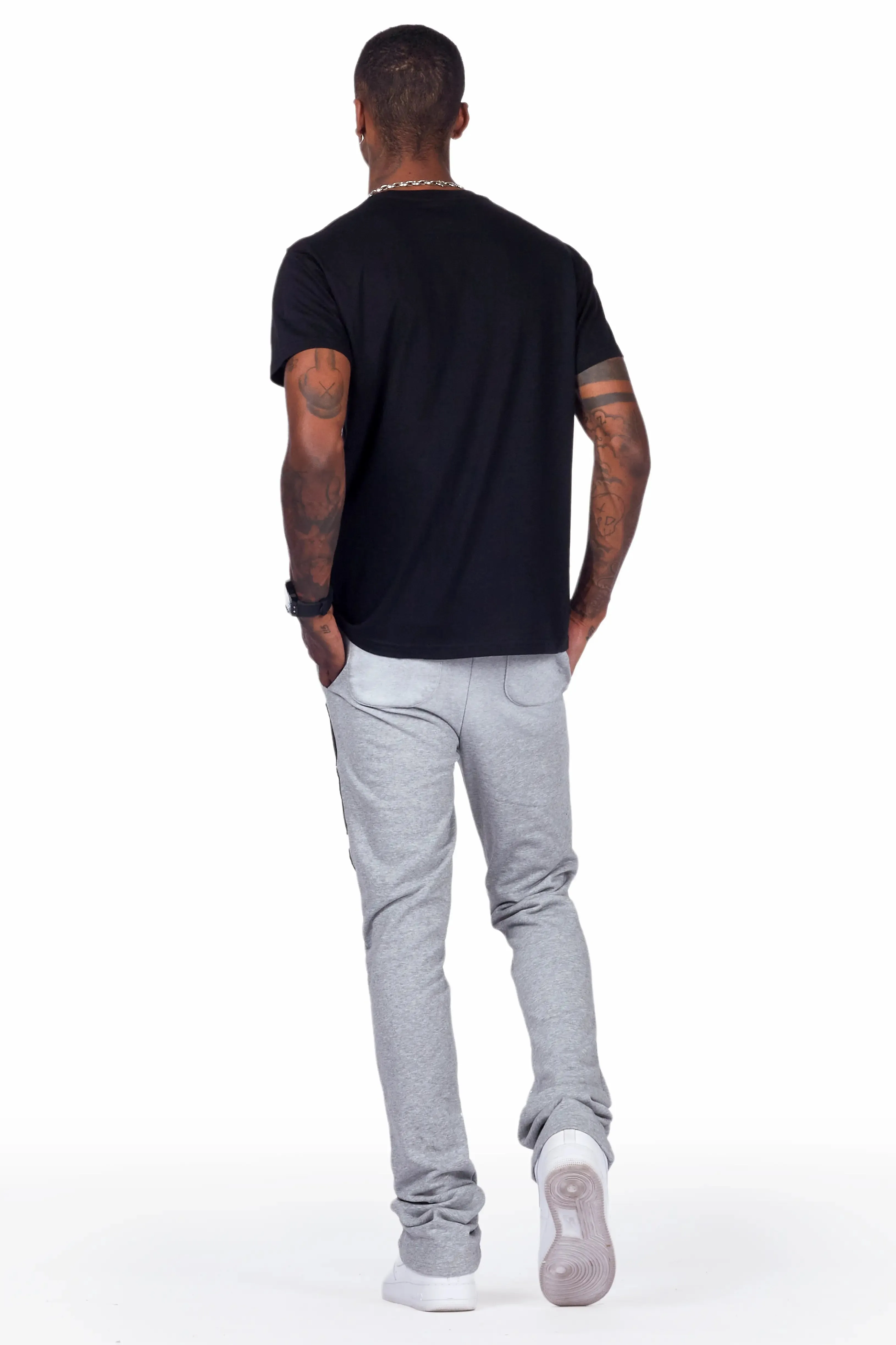 Acotas Grey Patchwork Stacked Flare Pants sold by Rockstar Original product image thumbnail 5