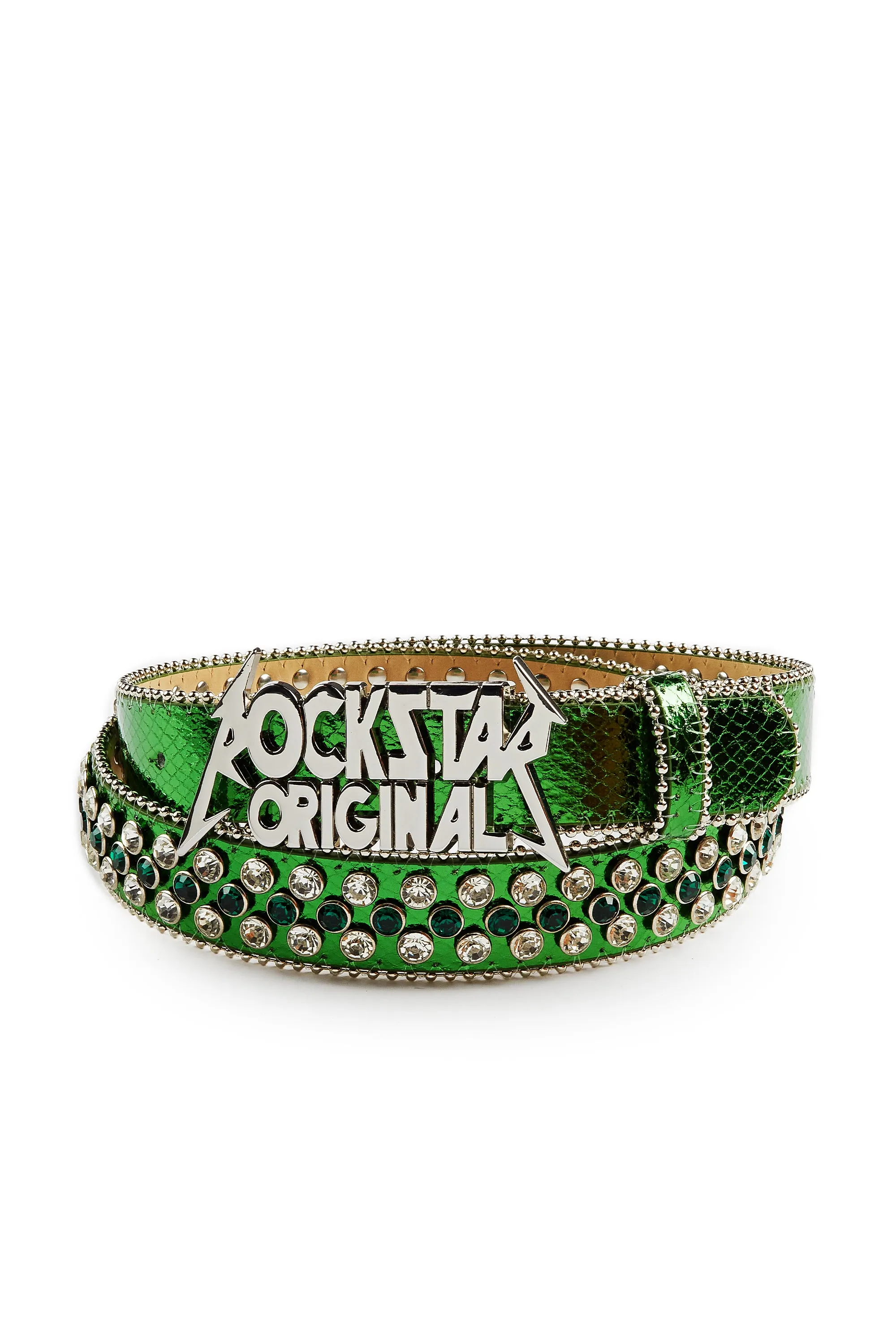 Blaze Rockstar Silver/Green Logo Belt sold by Rockstar Original