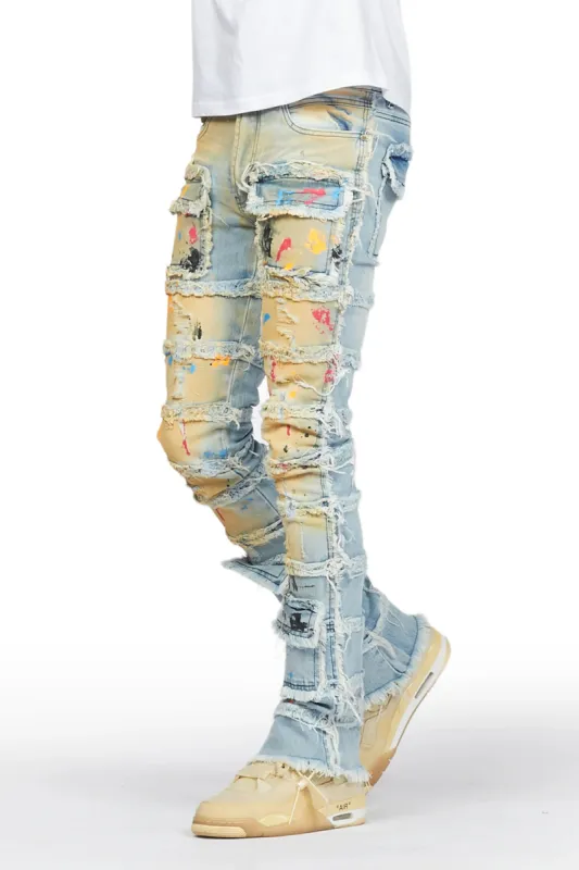 Zafer Blue Painter Stacked Flare Jean sold by Rockstar Original