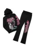 Obern Black/Black Graphic Hoodie/Stacked Flare Pant Track Set sold by Rockstar Original