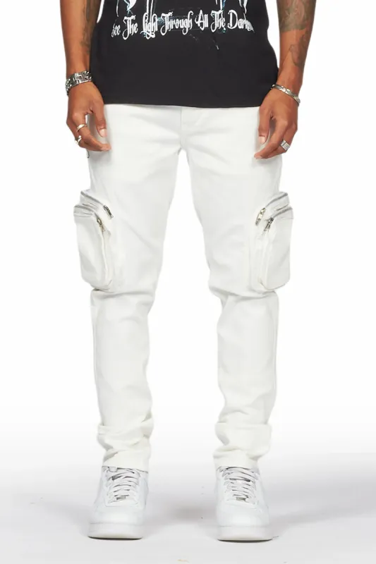 Garren Cream Skinny Fit Cargo Jean sold by Rockstar Original
