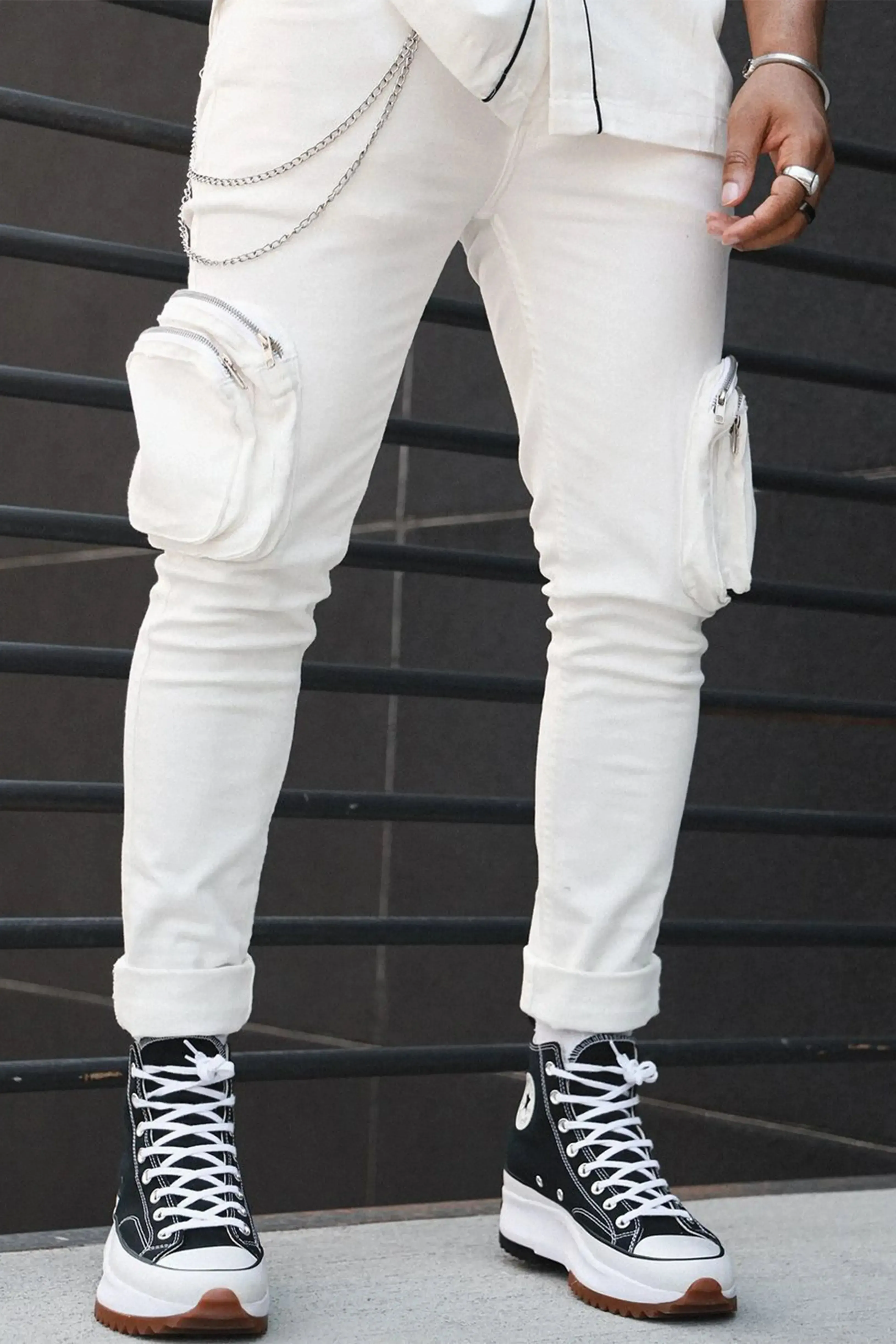 Garren Cream Skinny Fit Cargo Jean sold by Rockstar Original product image thumbnail 2
