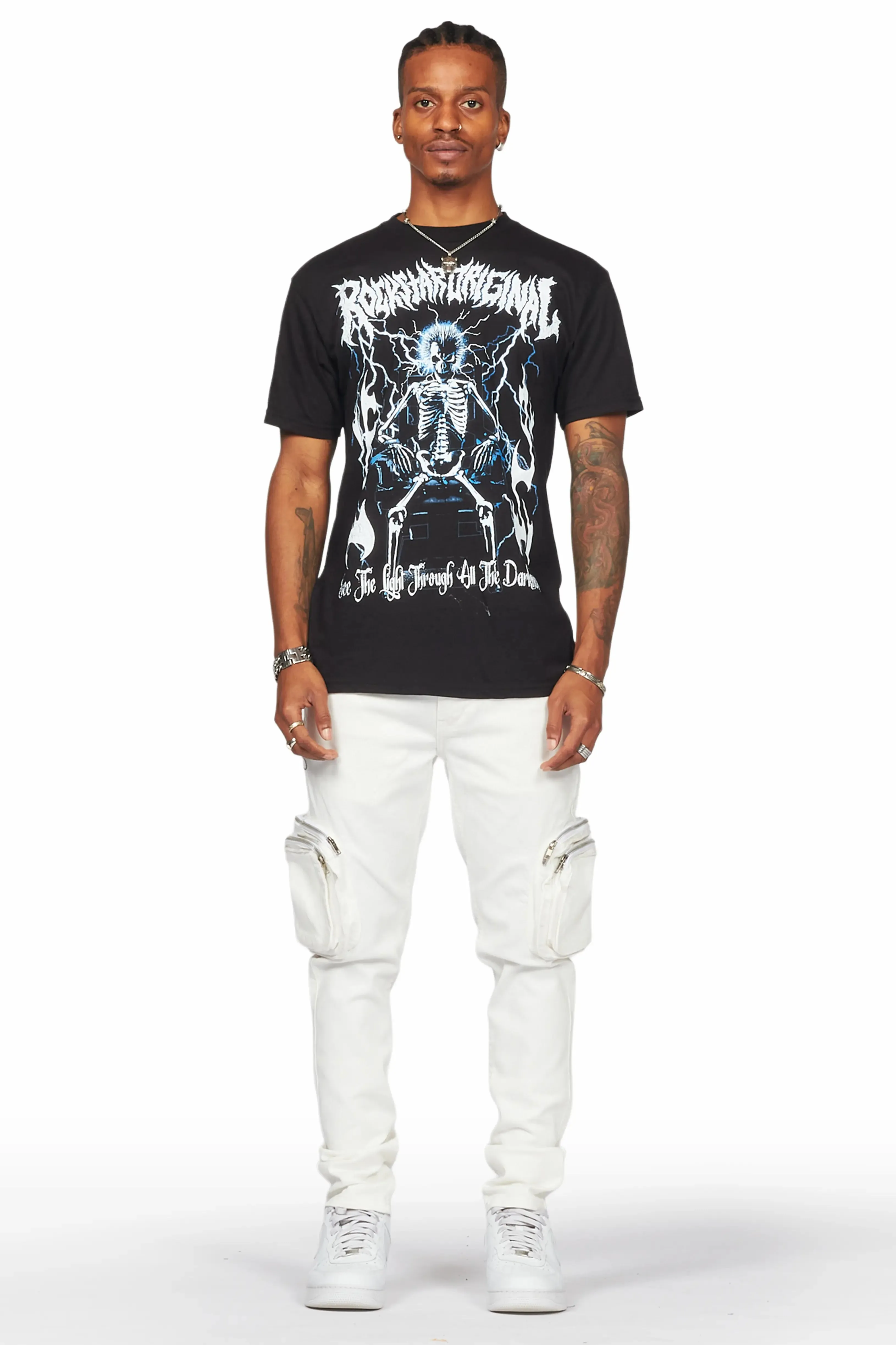 Garren Cream Skinny Fit Cargo Jean sold by Rockstar Original product image thumbnail 4