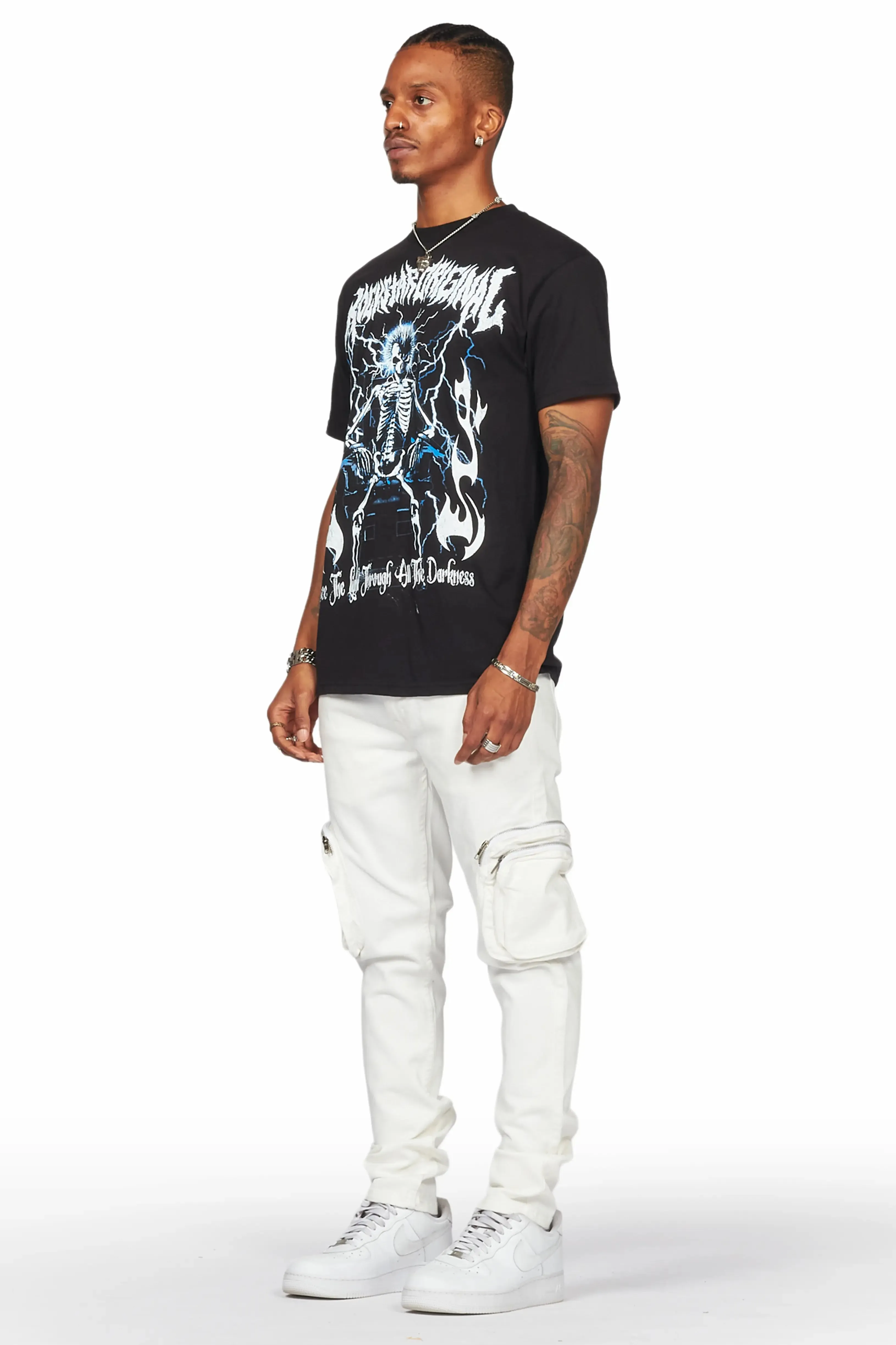 Garren Cream Skinny Fit Cargo Jean sold by Rockstar Original product image thumbnail 5