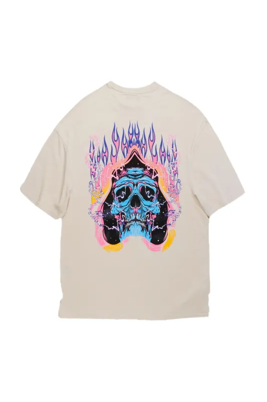 Disstans Beige Oversized Graphic T-Shirt sold by Rockstar Original