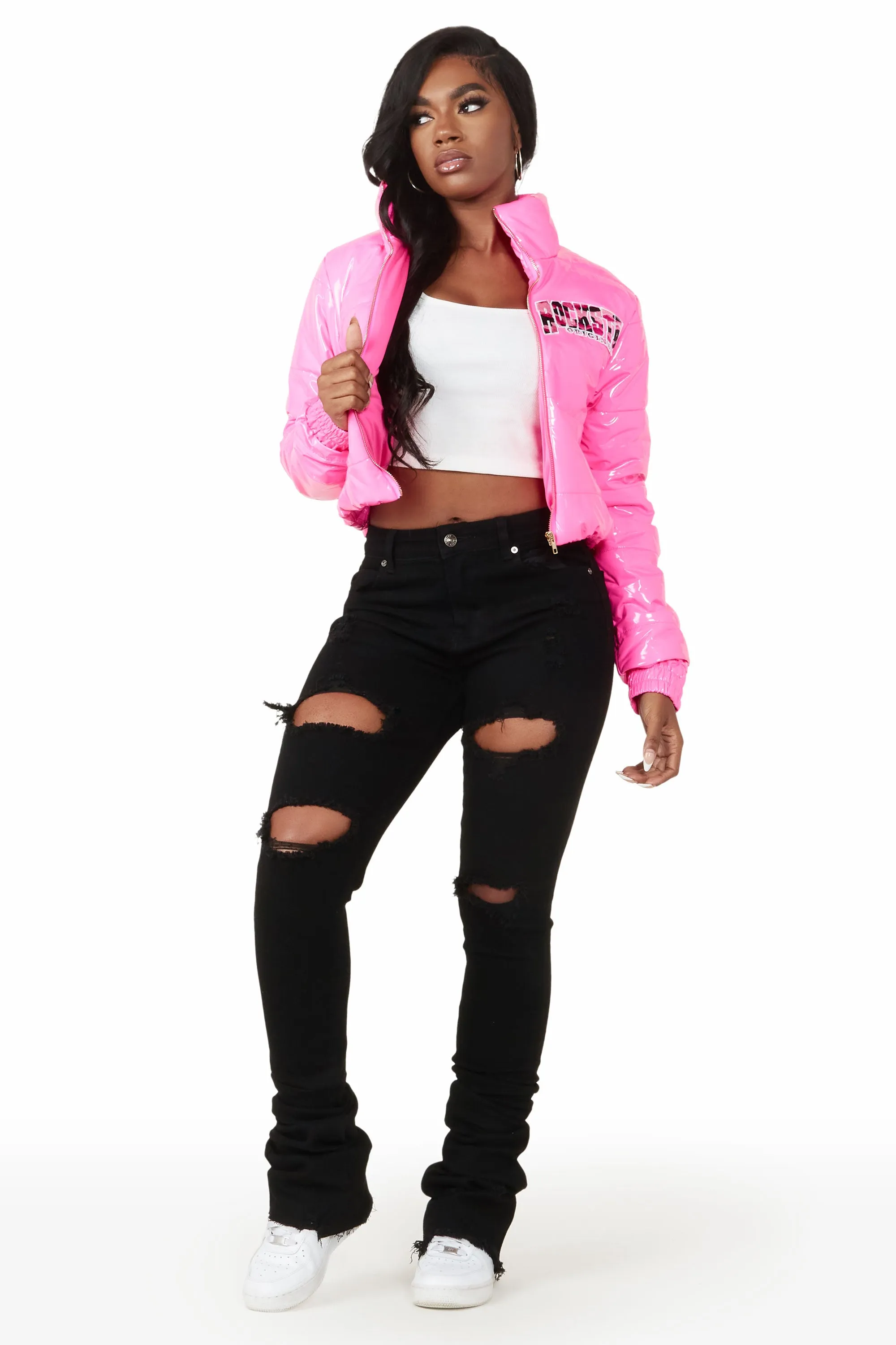 Keepin' Secrets Fuchsia Puffer Jacket sold by Rockstar Original product image thumbnail 2