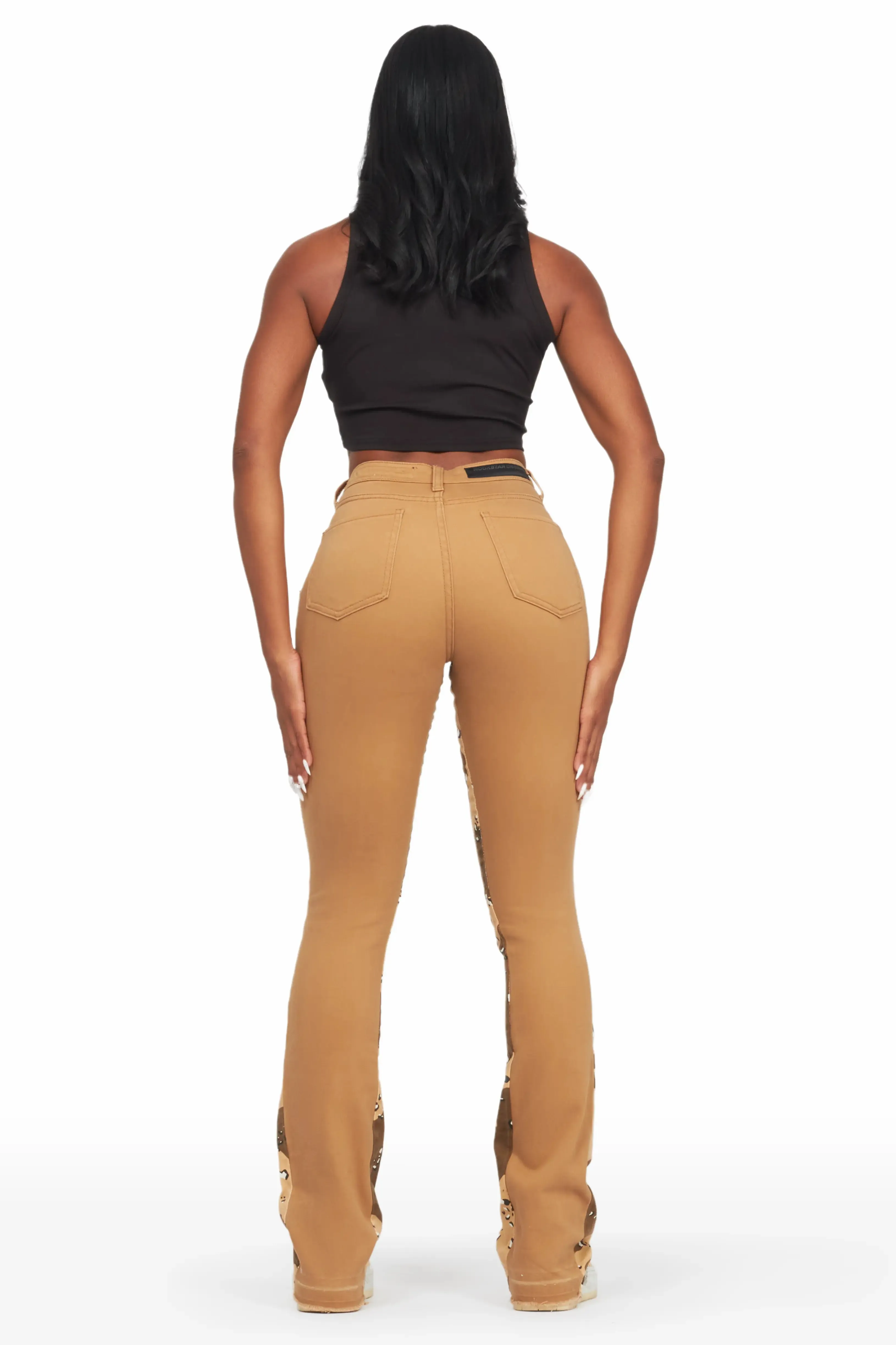 Khaleesy Tan/Camo Stacked Flare Jean sold by Rockstar Original product image thumbnail 5
