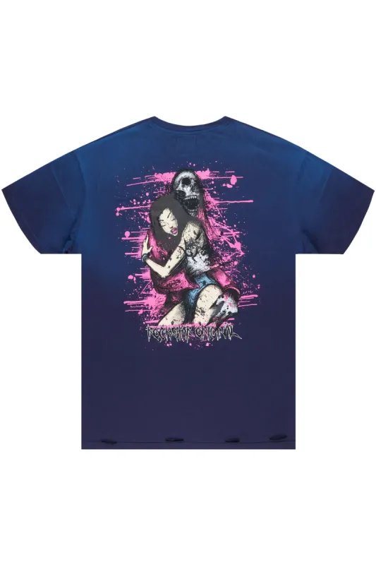 Demonia Navy Graphic T-Shirt sold by Rockstar Original