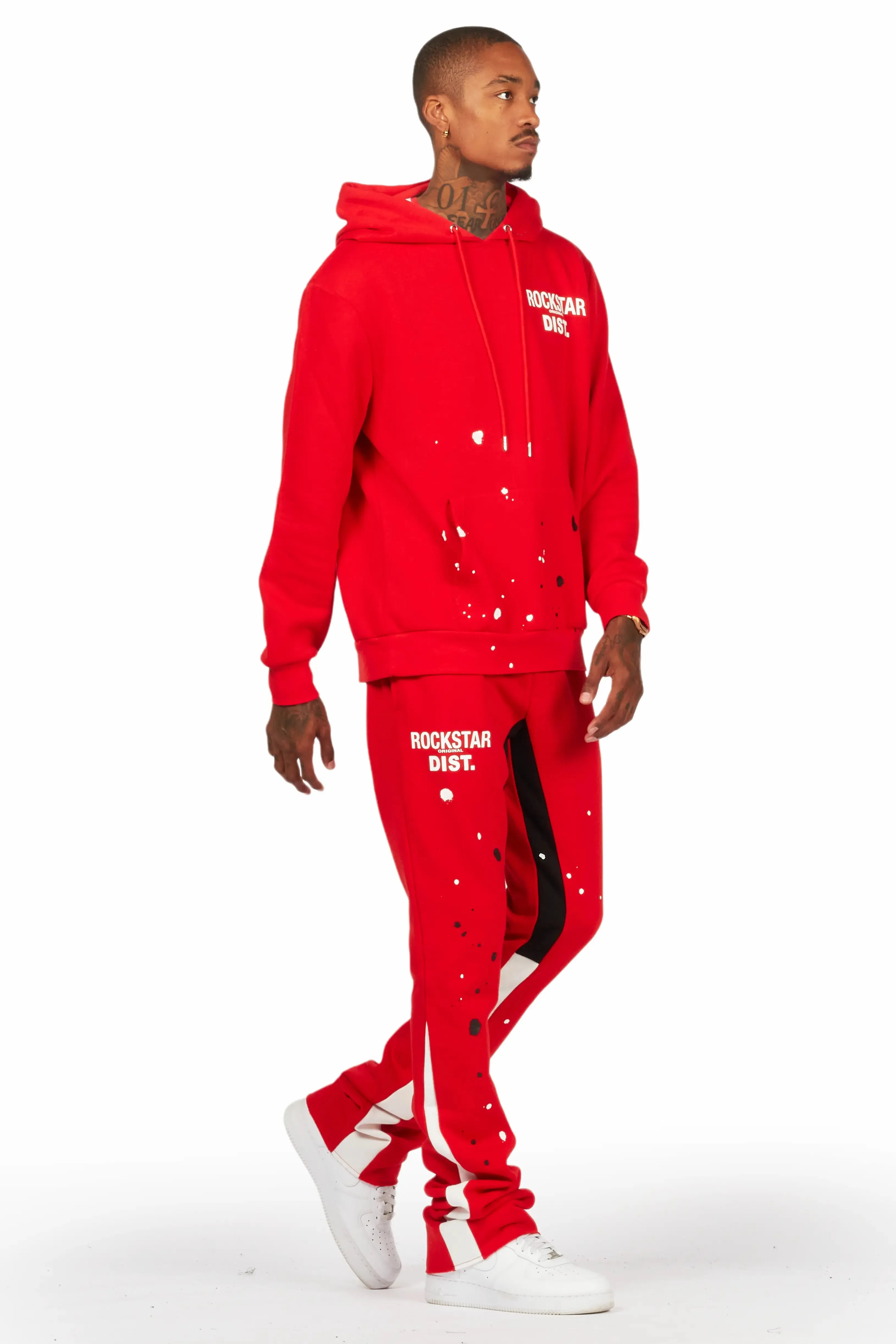 Jaco Red Hoodie Stacked Flare Pant Track Set sold by Rockstar Original product image thumbnail 5