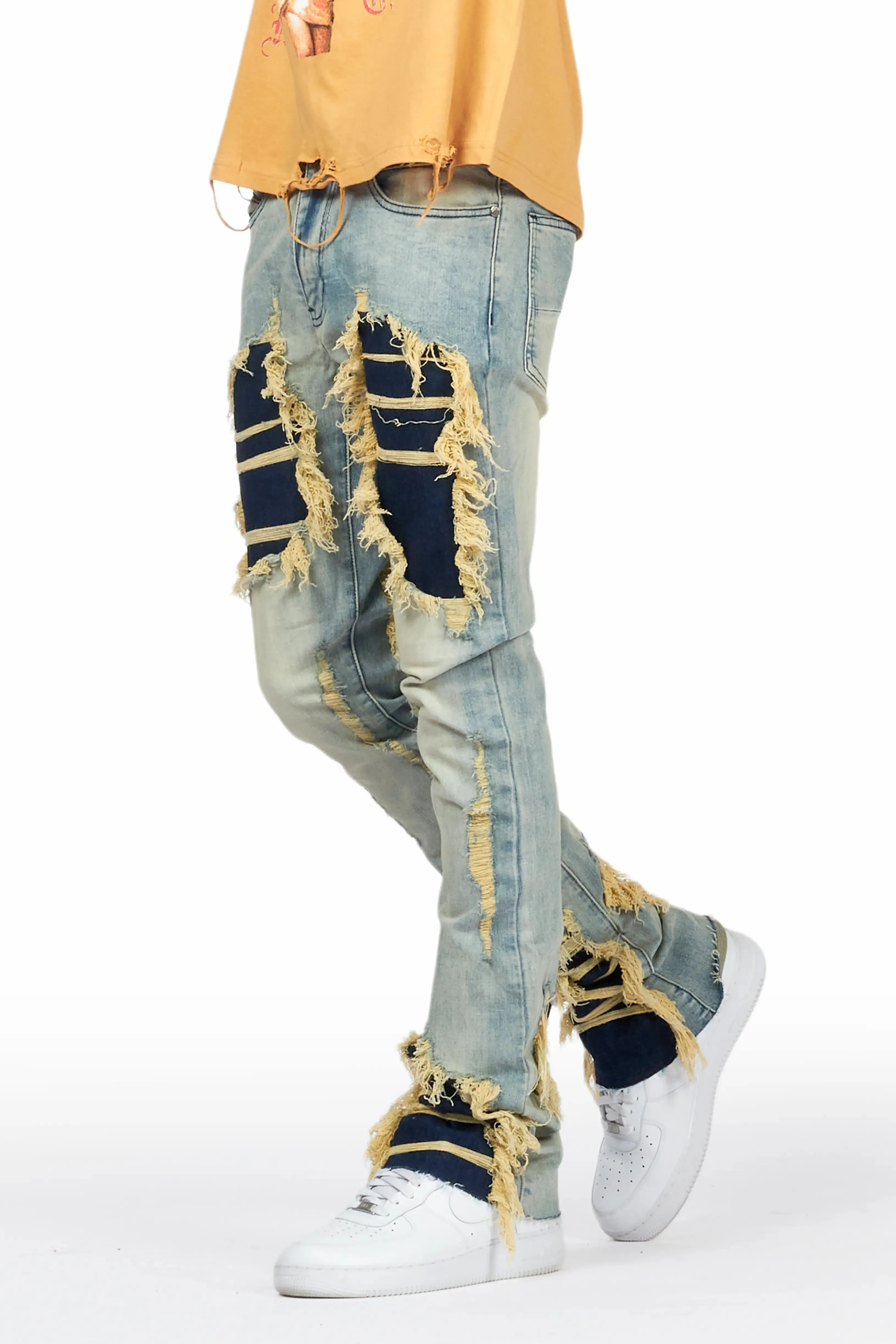 Fateh Light Blue Stacked Flare Jean sold by Rockstar Original