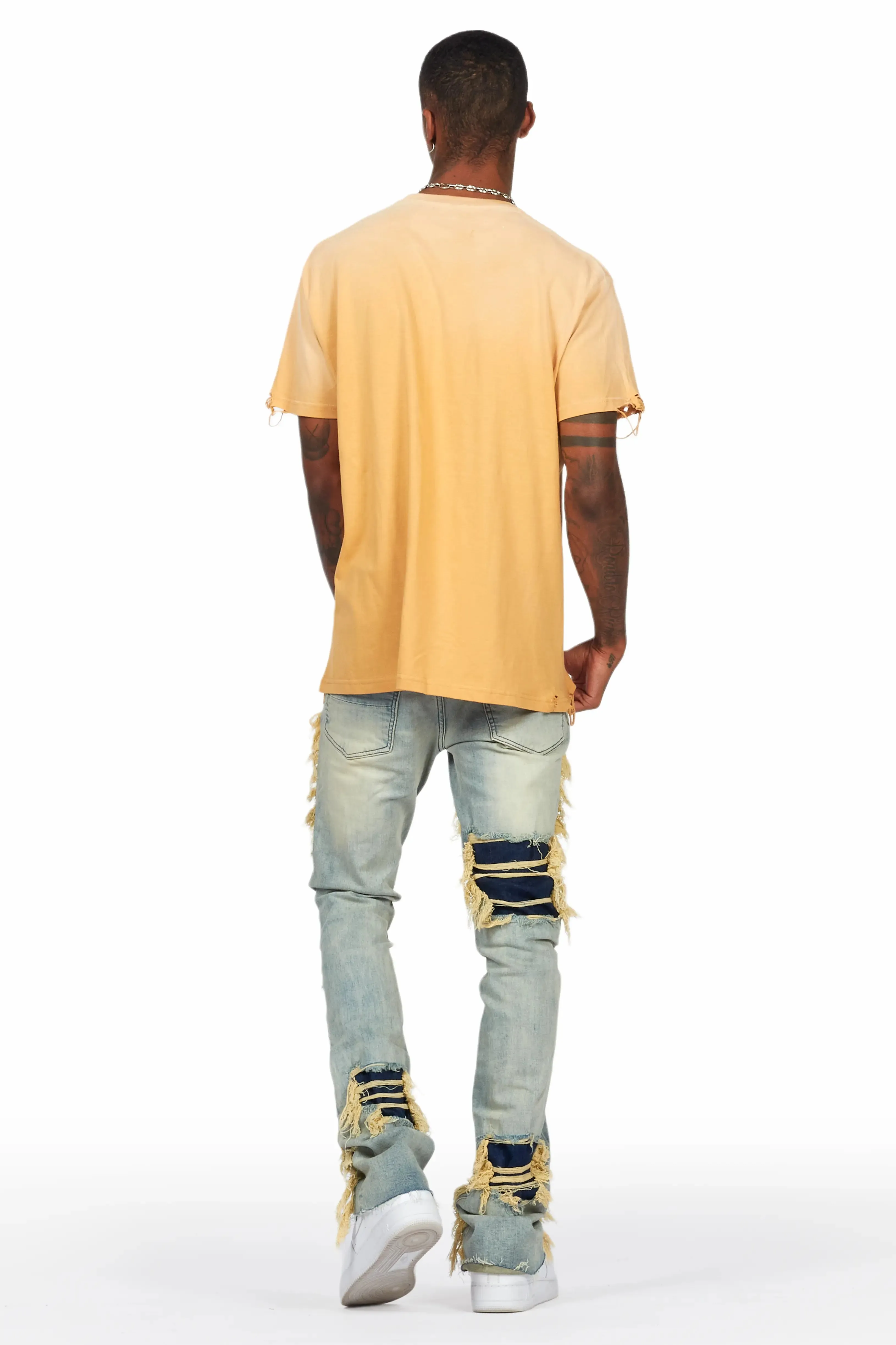 Fateh Light Blue Stacked Flare Jean sold by Rockstar Original product image thumbnail 5