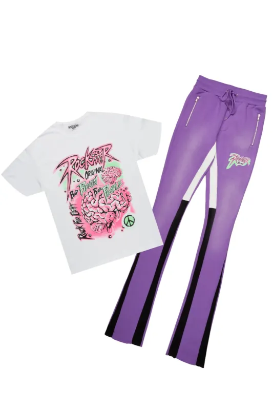 Braindead Purple/White T-Shirt/Super Stacked Track Set sold by Rockstar Original