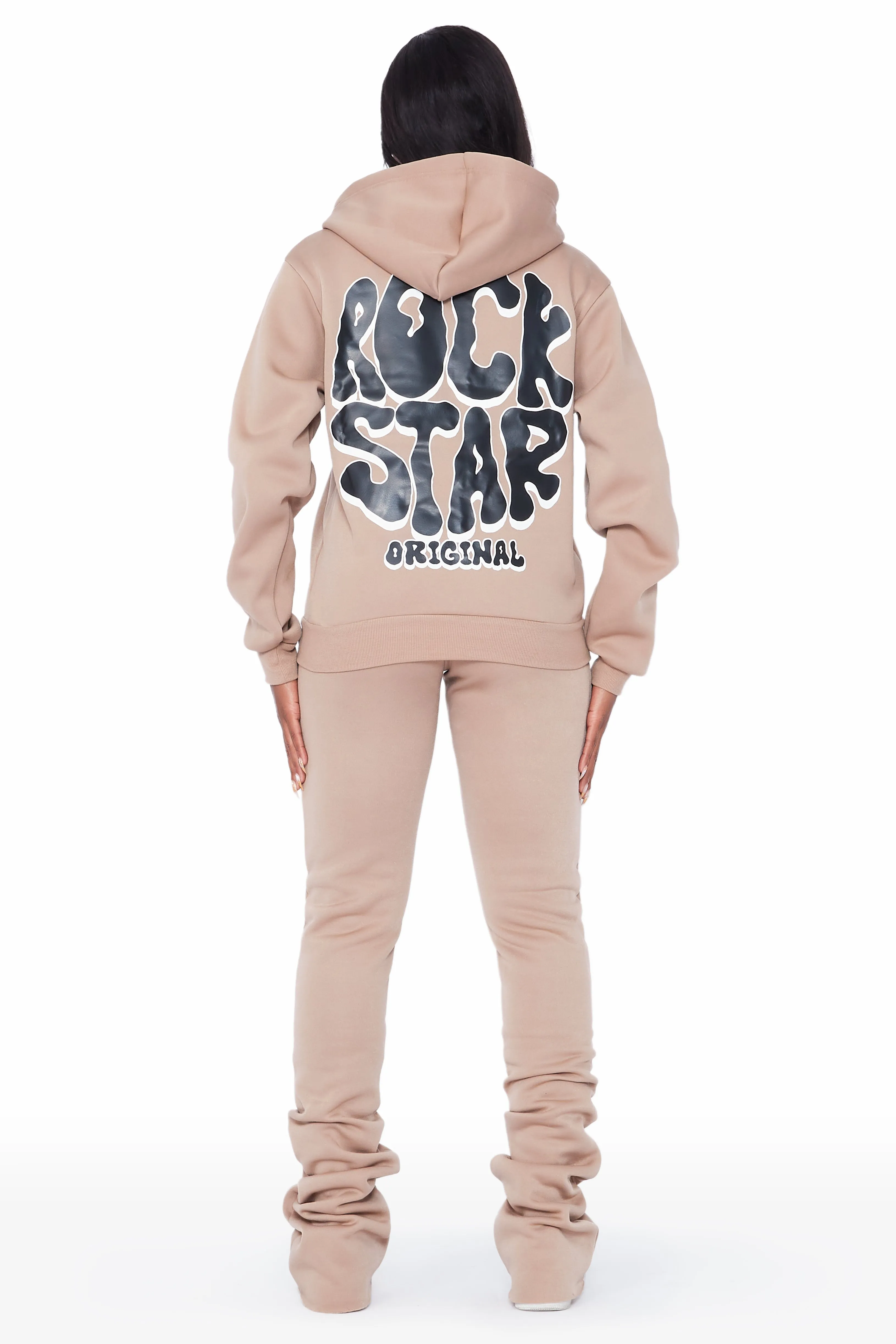 Teagan Tan Zip Up Super Stacked Trackset sold by Rockstar Original