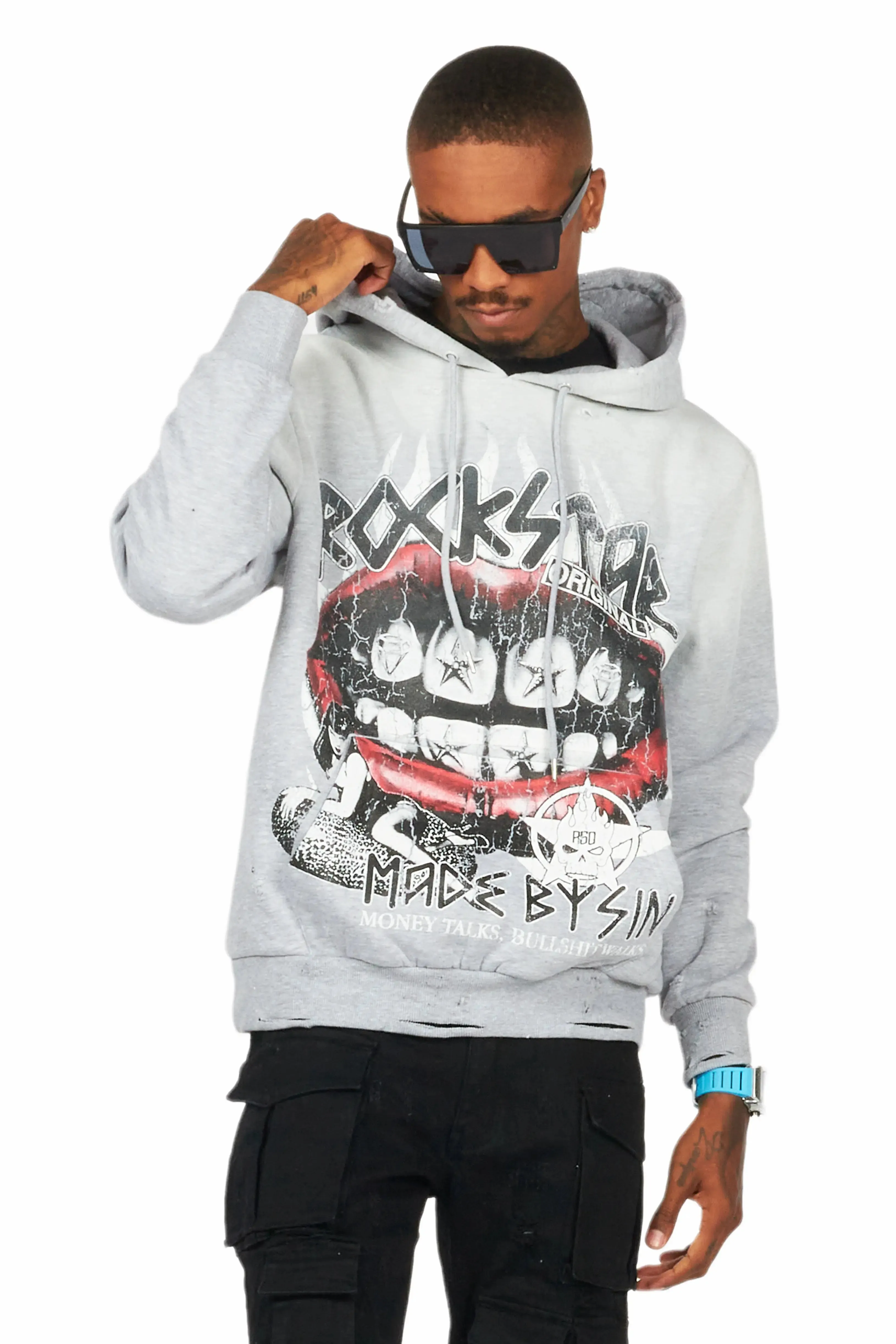 Gard Heather Grey Graphic Hoodie sold by Rockstar Original product image thumbnail 3