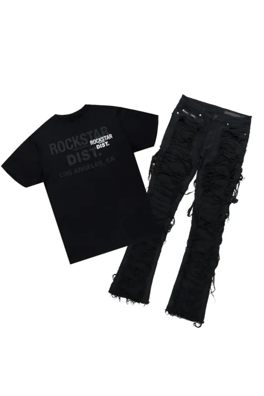 Lake Black T-Shirt & Conrad Stacked Flare Jean Bundle sold by Rockstar Original