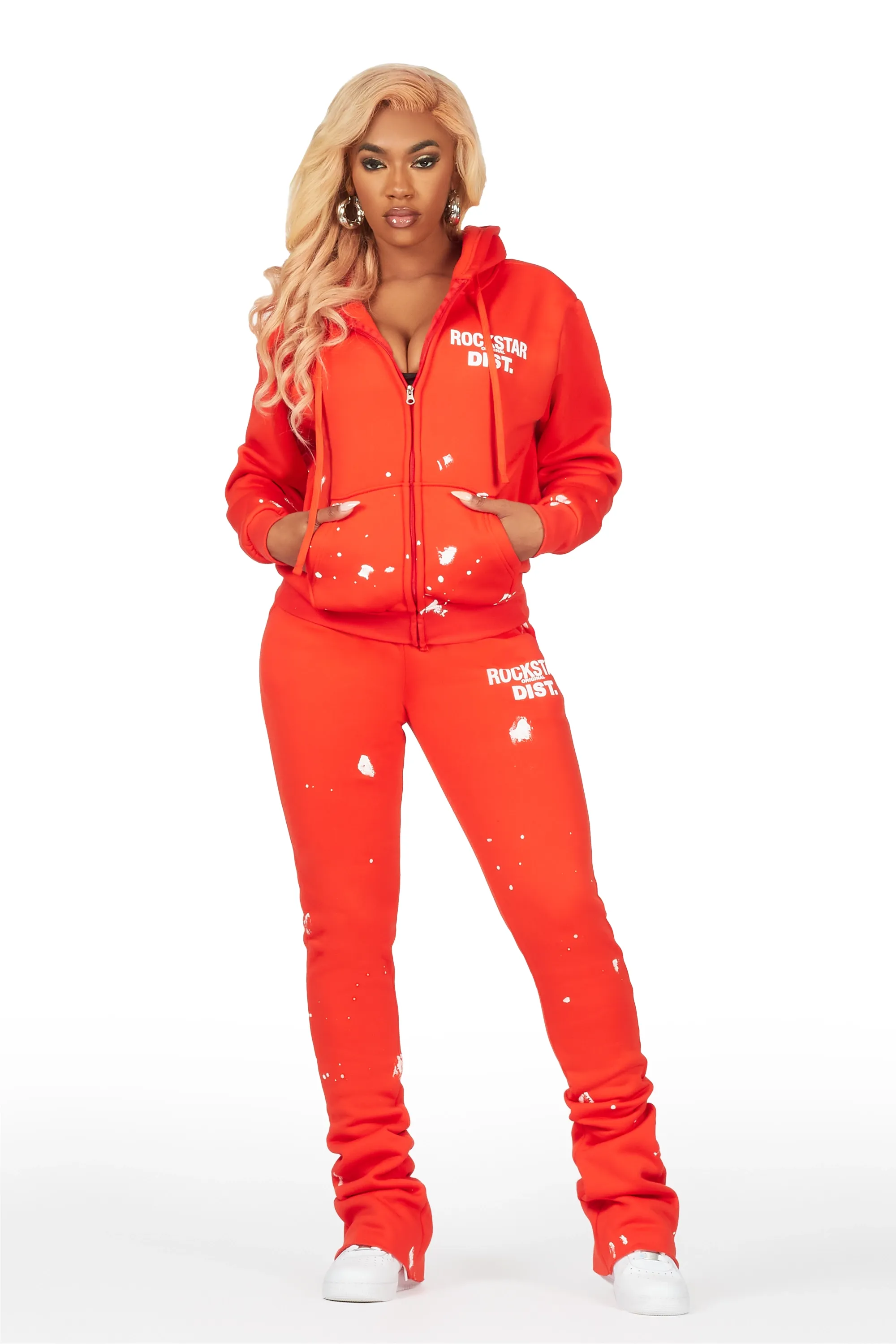 Halloway Bright Coral Zip Up Super Stacked Trackset sold by Rockstar Original product image thumbnail 5