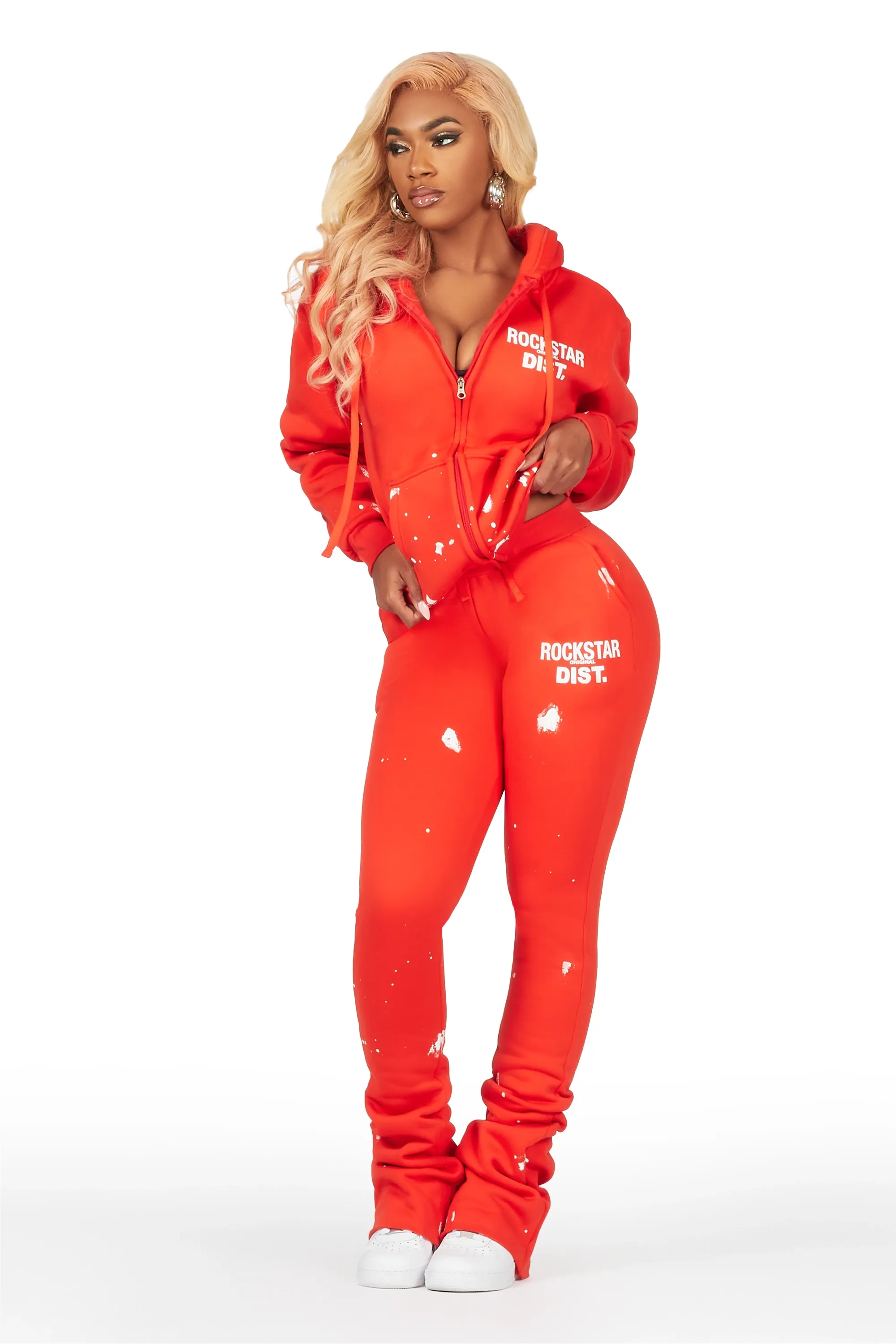 Halloway Bright Coral Zip Up Super Stacked Trackset sold by Rockstar Original product image thumbnail 2