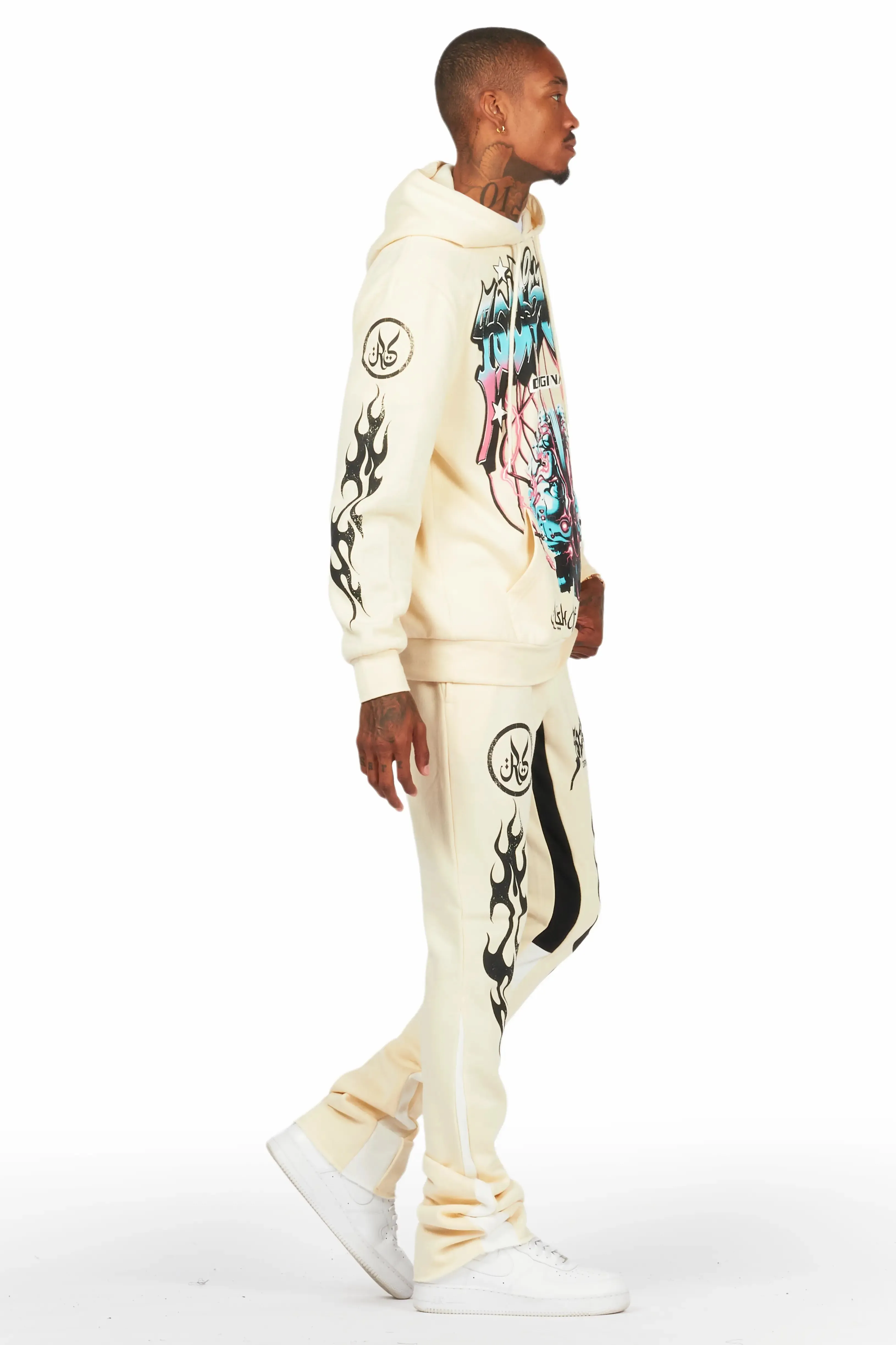 Lucy Tan/Black Hoodie/Stacked Flare Pant Track Set sold by Rockstar Original product image thumbnail 2