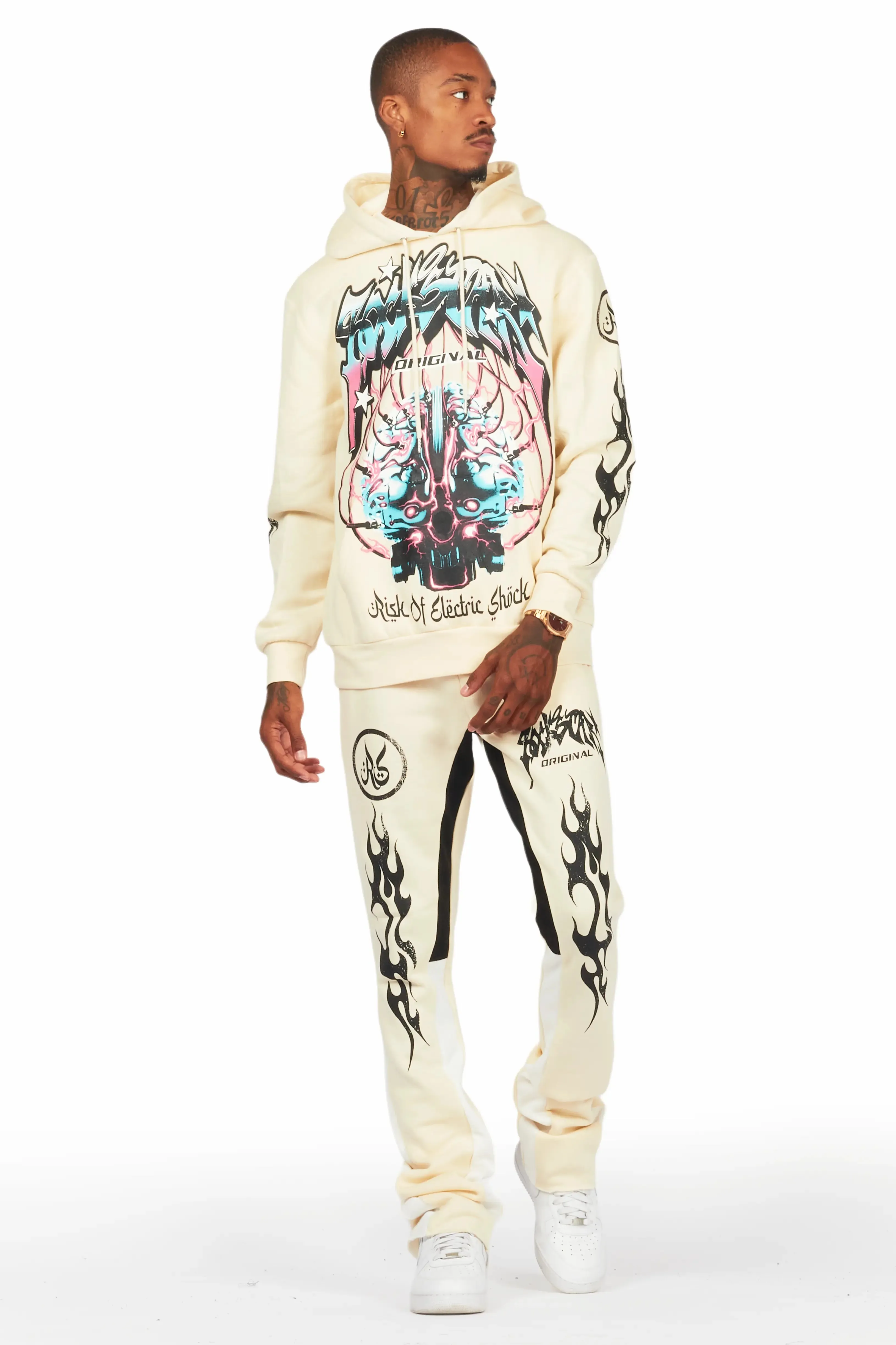 Lucy Tan/Black Hoodie/Stacked Flare Pant Track Set sold by Rockstar Original