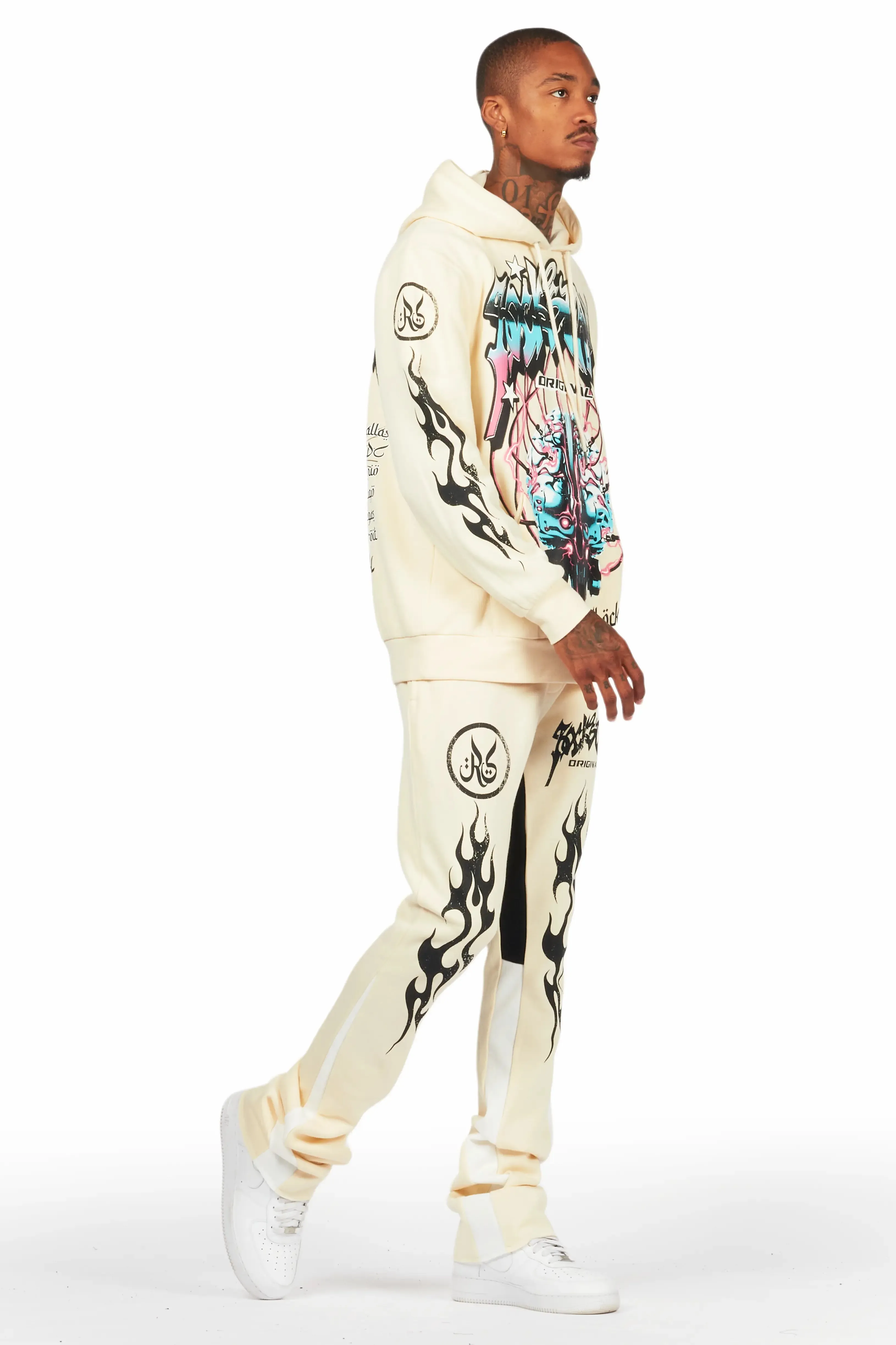 Lucy Tan/Black Hoodie/Stacked Flare Pant Track Set sold by Rockstar Original product image thumbnail 5