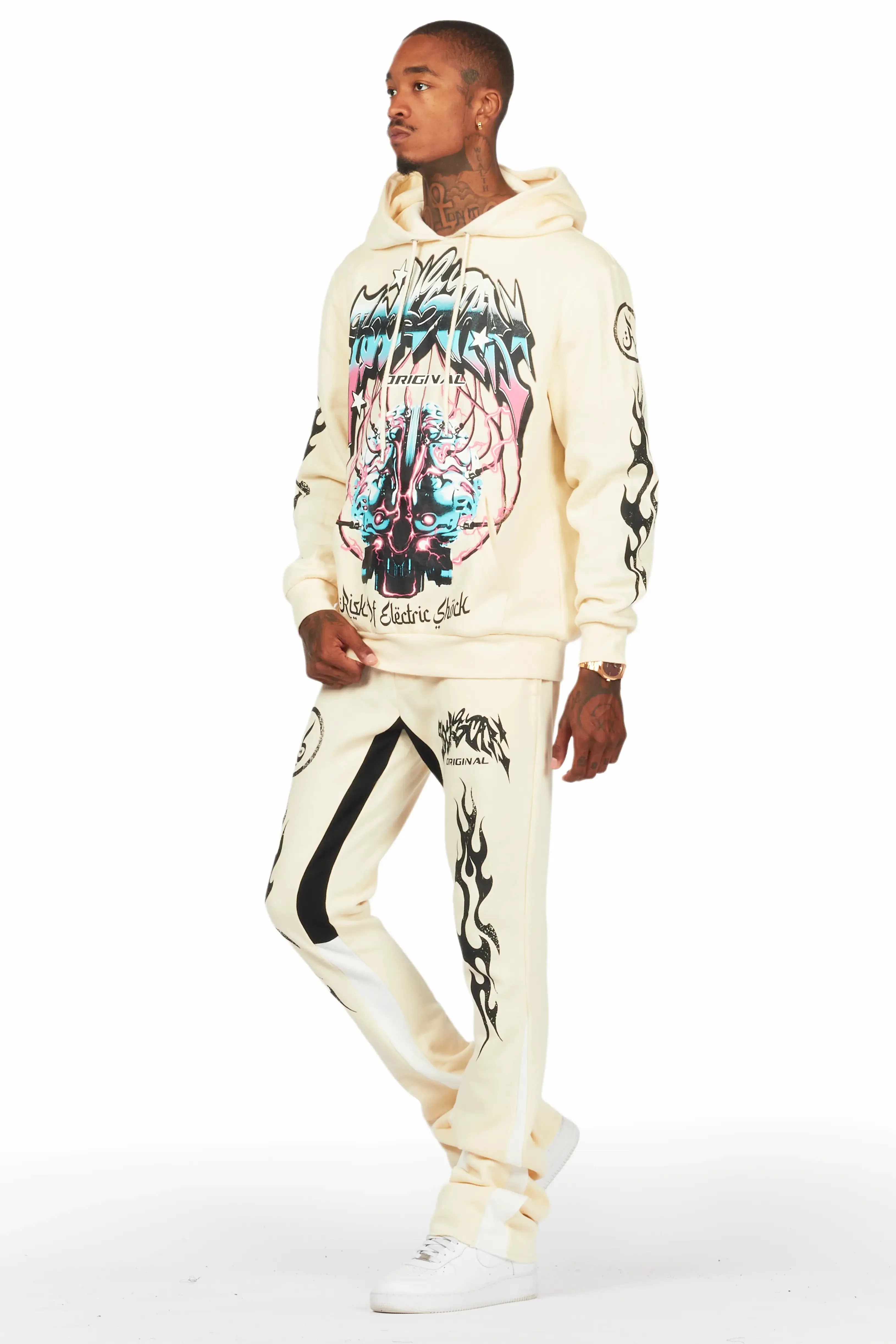 Lucy Tan/Black Hoodie/Stacked Flare Pant Track Set sold by Rockstar Original product image thumbnail 4