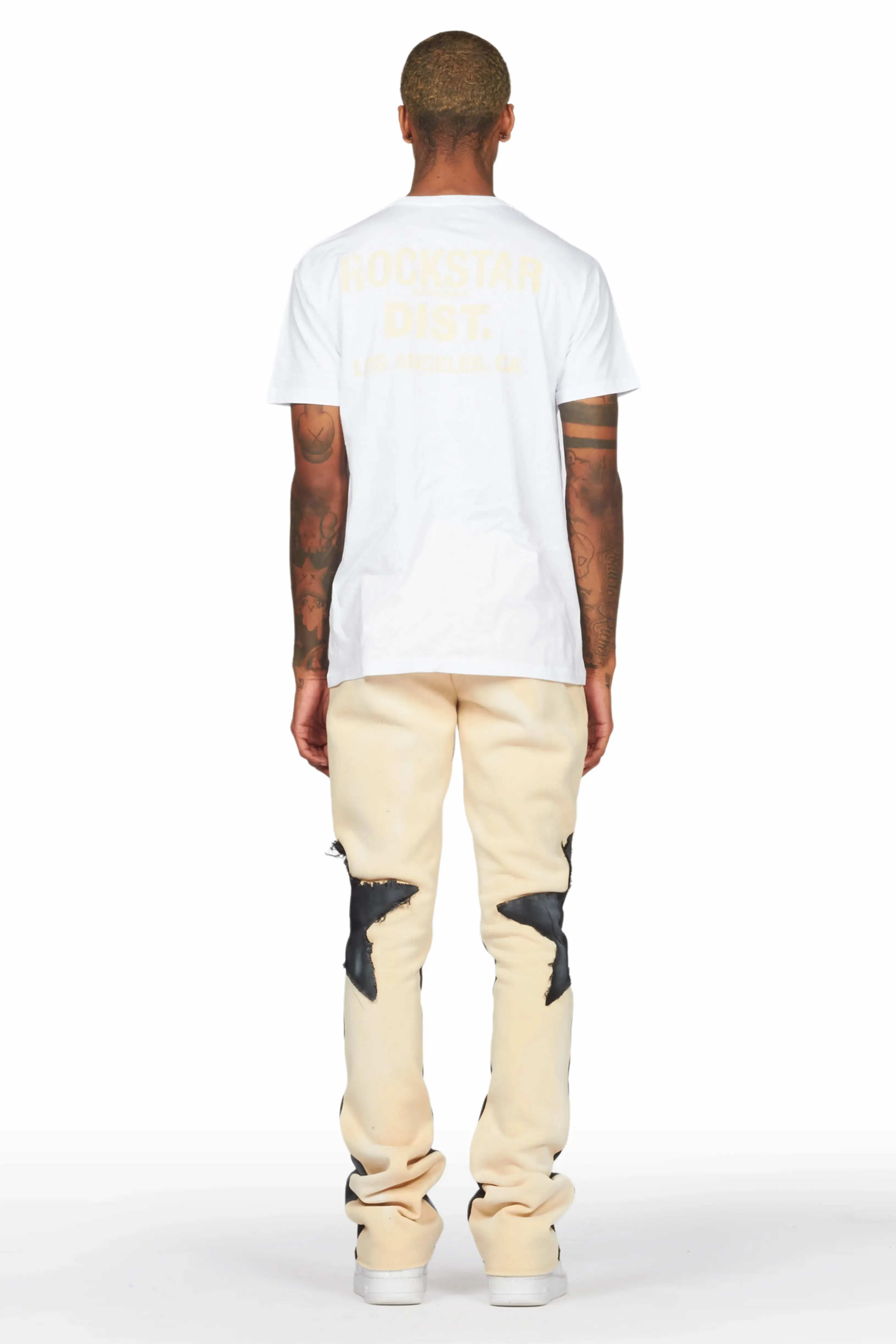 Capron Beige Patchwork Stacked Flare Pants sold by Rockstar Original product image thumbnail 5