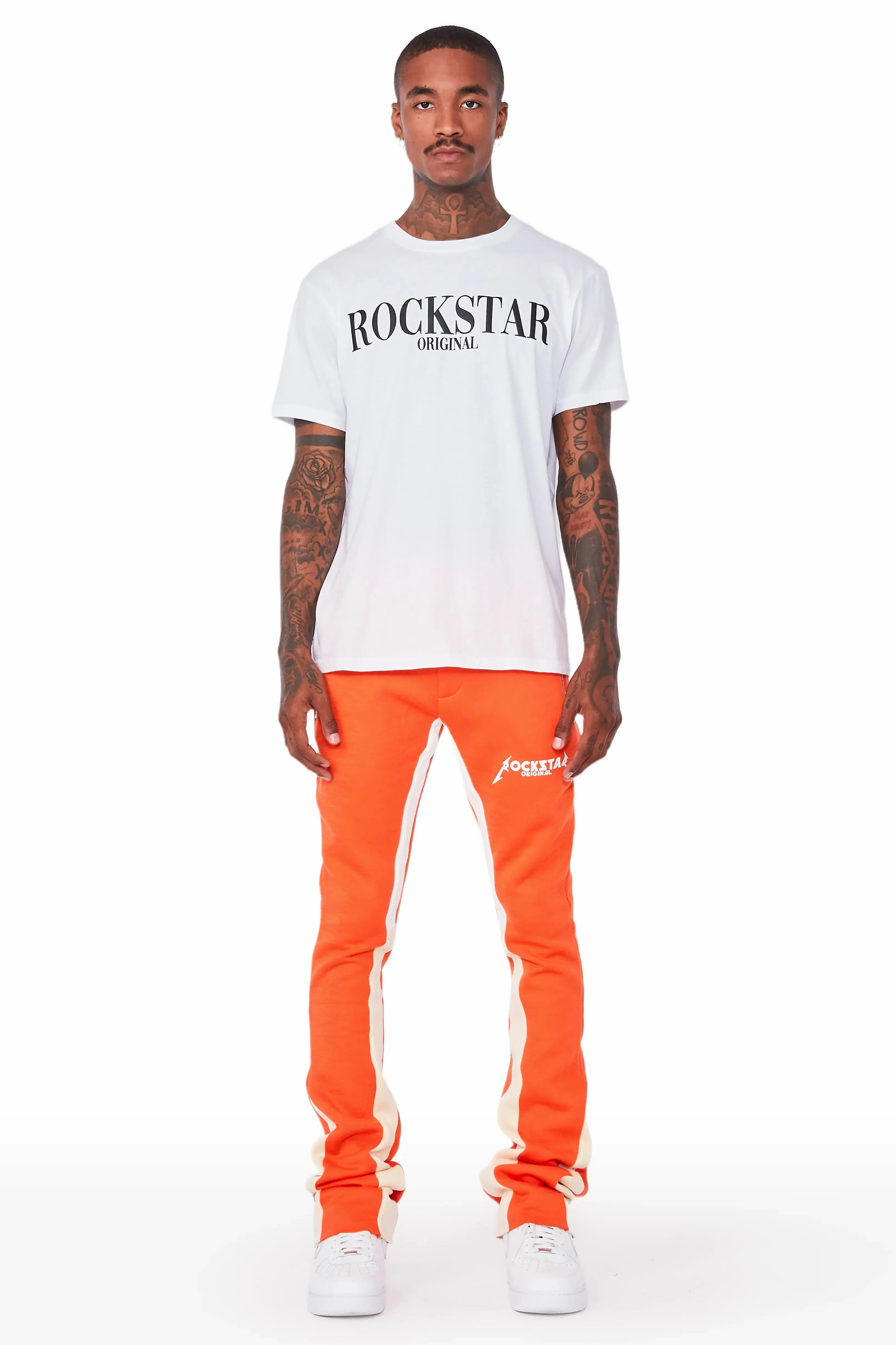 Everest Orange Stacked Flare Track Pant sold by Rockstar Original product image thumbnail 2