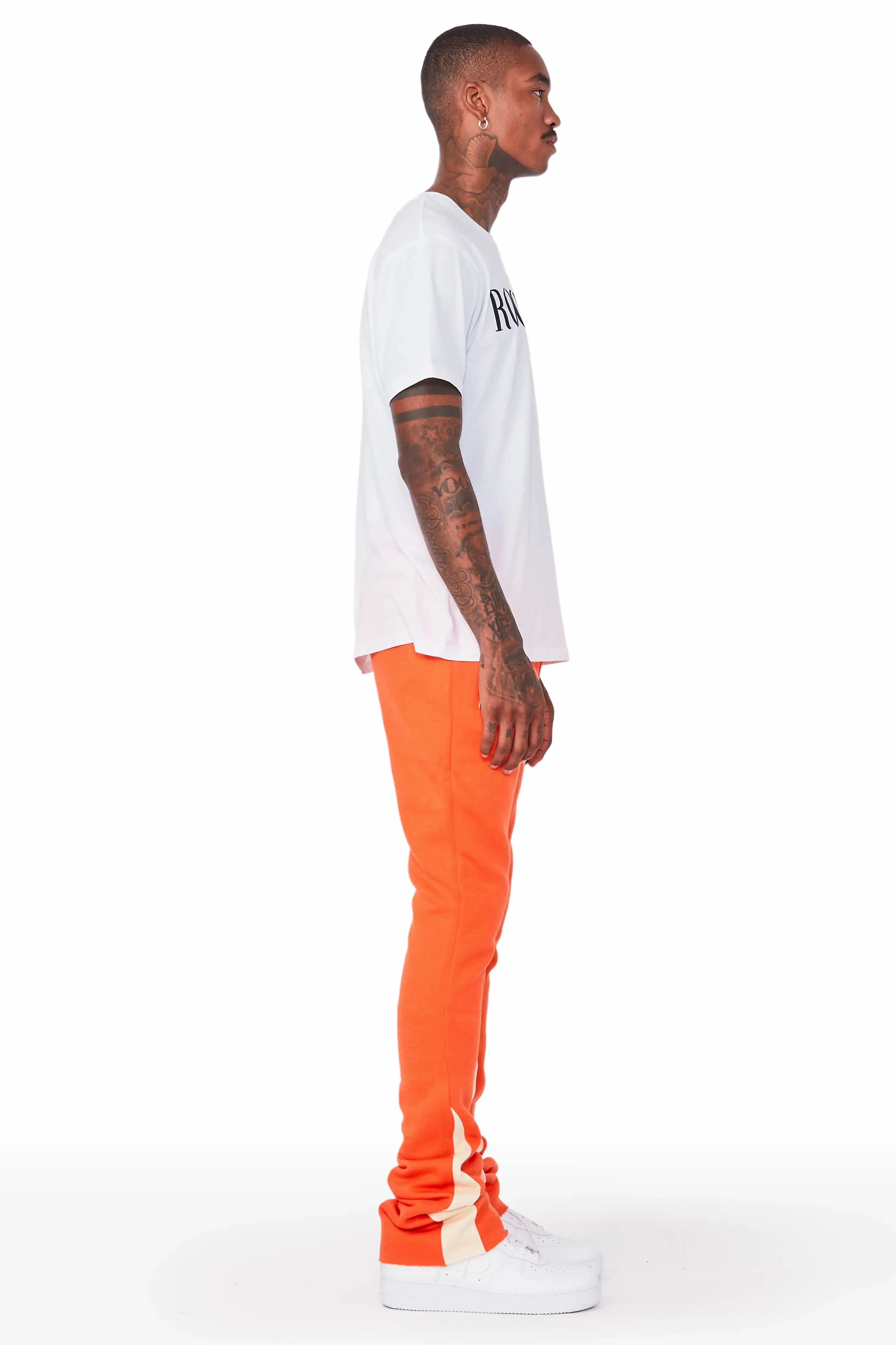 Everest Orange Stacked Flare Track Pant sold by Rockstar Original product image thumbnail 3
