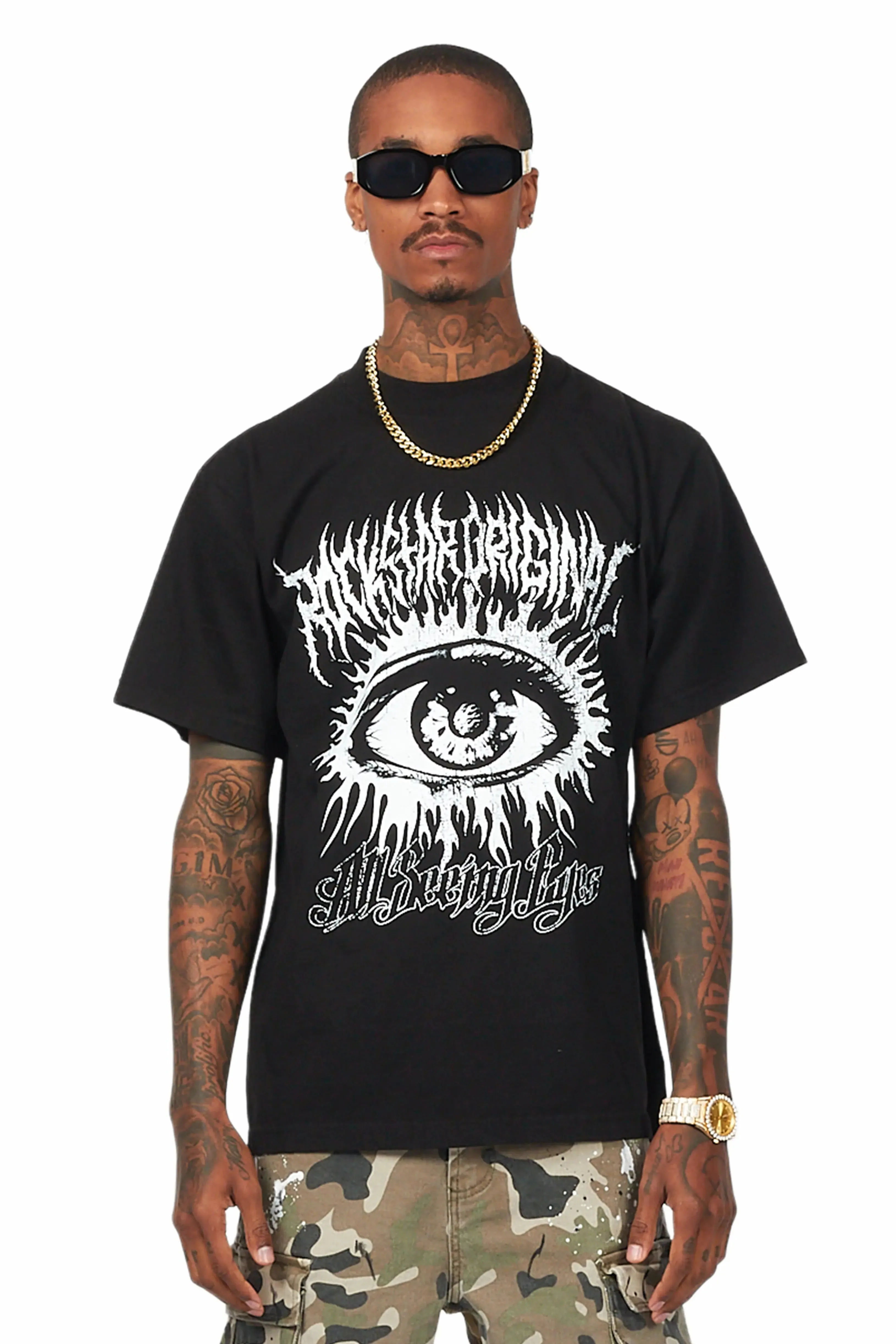 All Seeing Eyes Black Oversized T-Shirt sold by Rockstar Original
