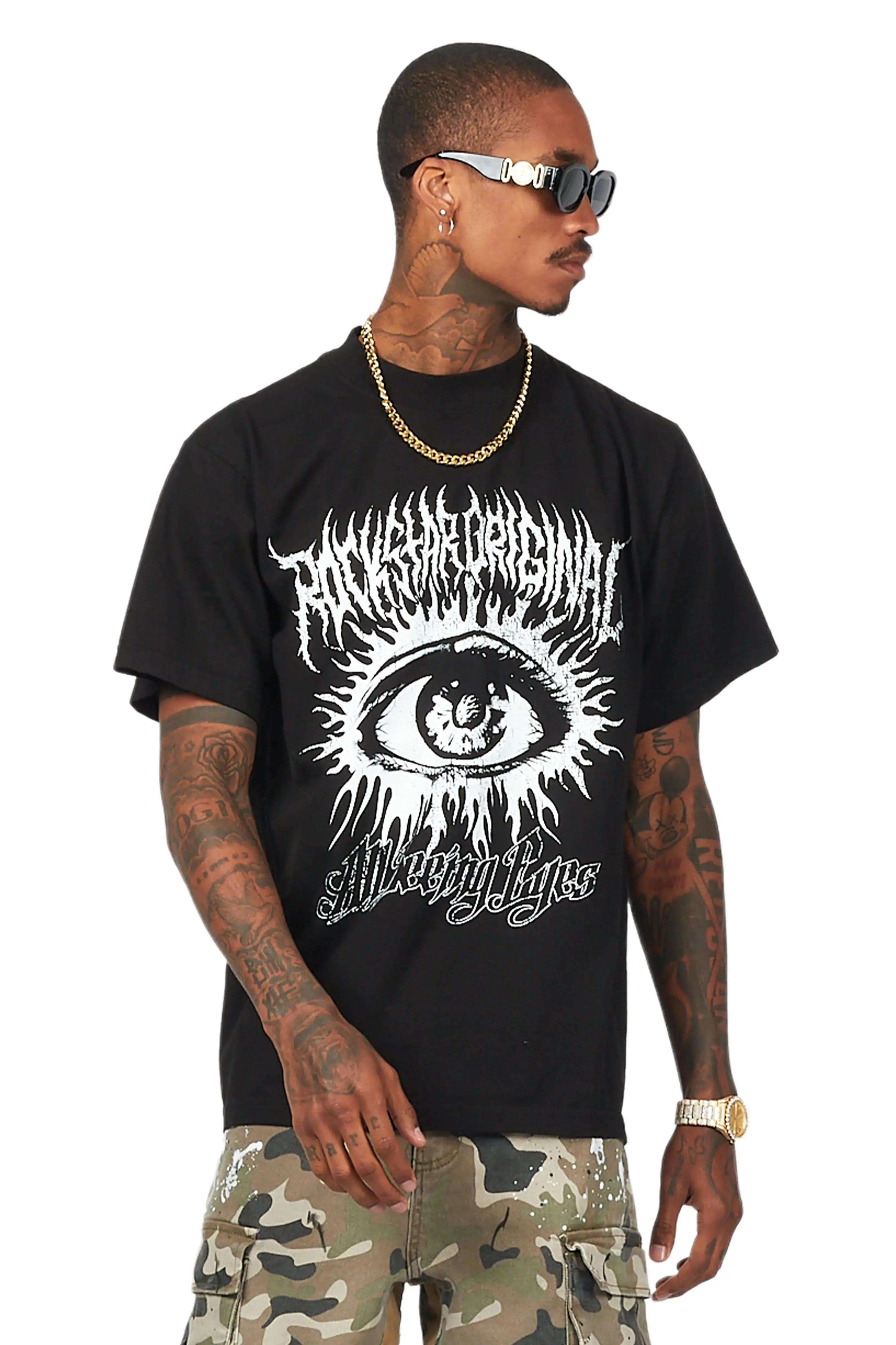 All Seeing Eyes Black Oversized T-Shirt sold by Rockstar Original product image thumbnail 5