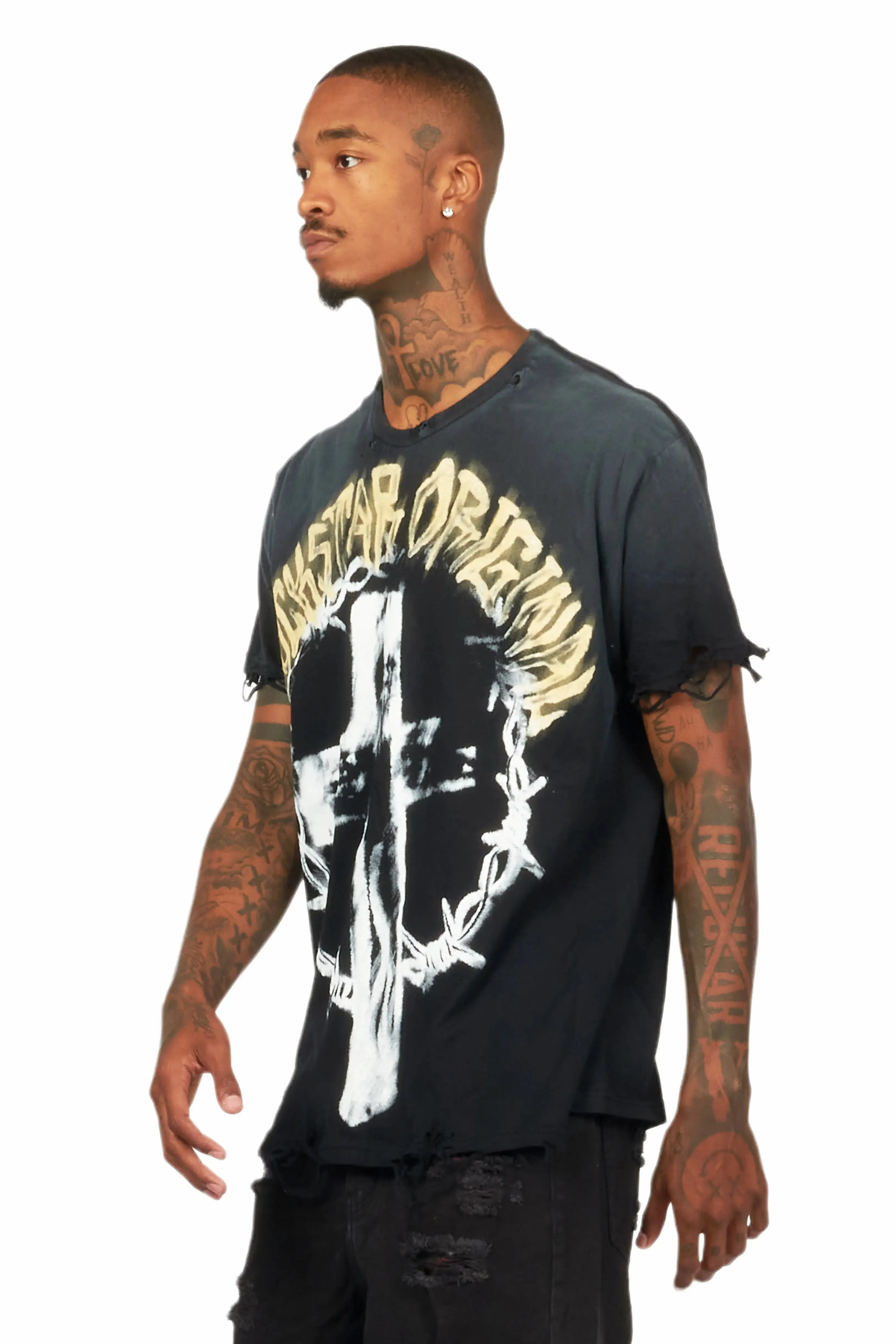 Baki Black Oversized Graphic T-Shirt sold by Rockstar Original product image thumbnail 5