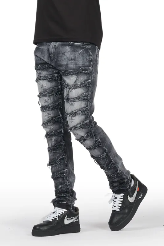 Pasha Black Wash Slim Fit Frayed Jean sold by Rockstar Original