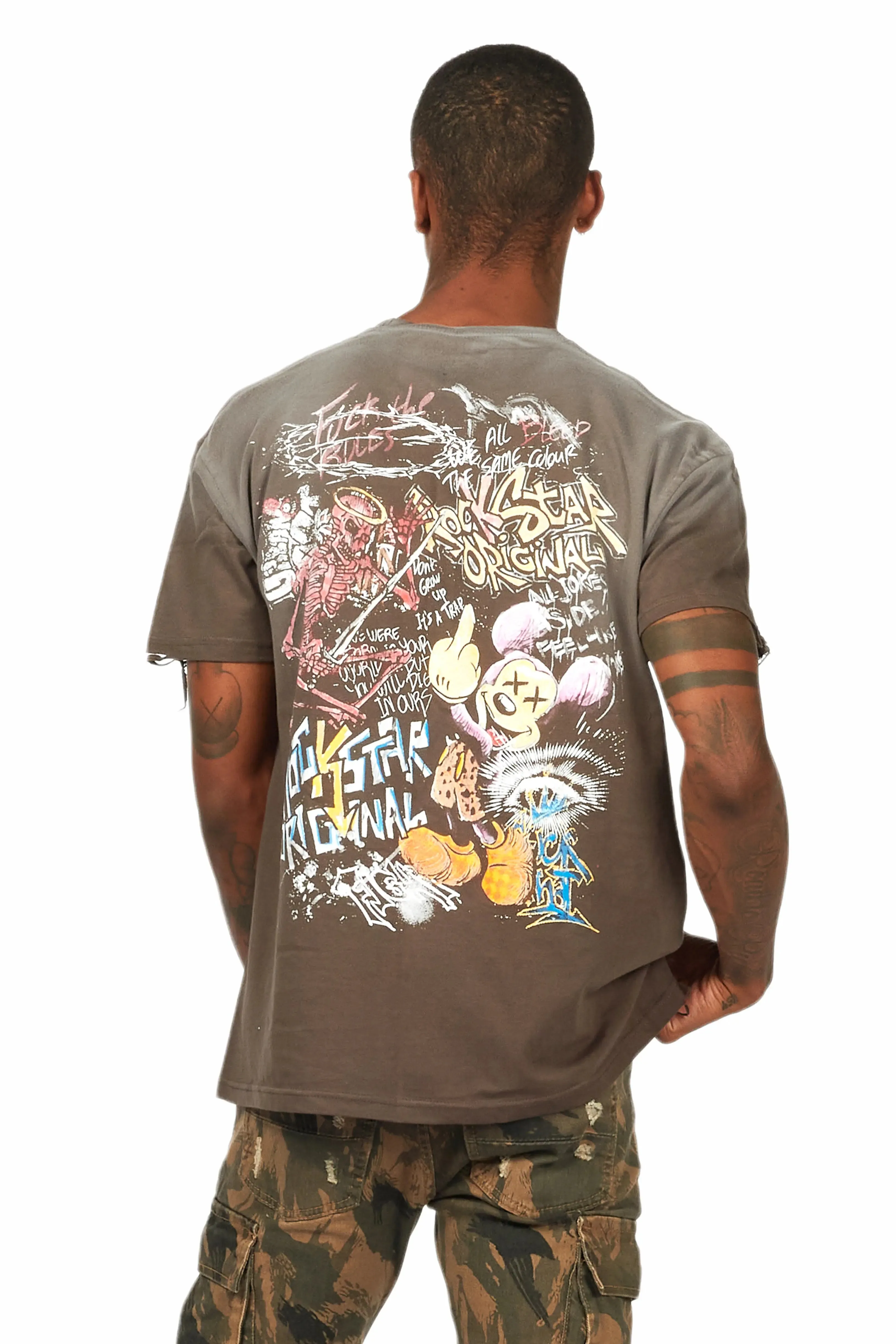 Yooz Charcoal Graphic Oversized T-Shirt sold by Rockstar Original product image thumbnail 4