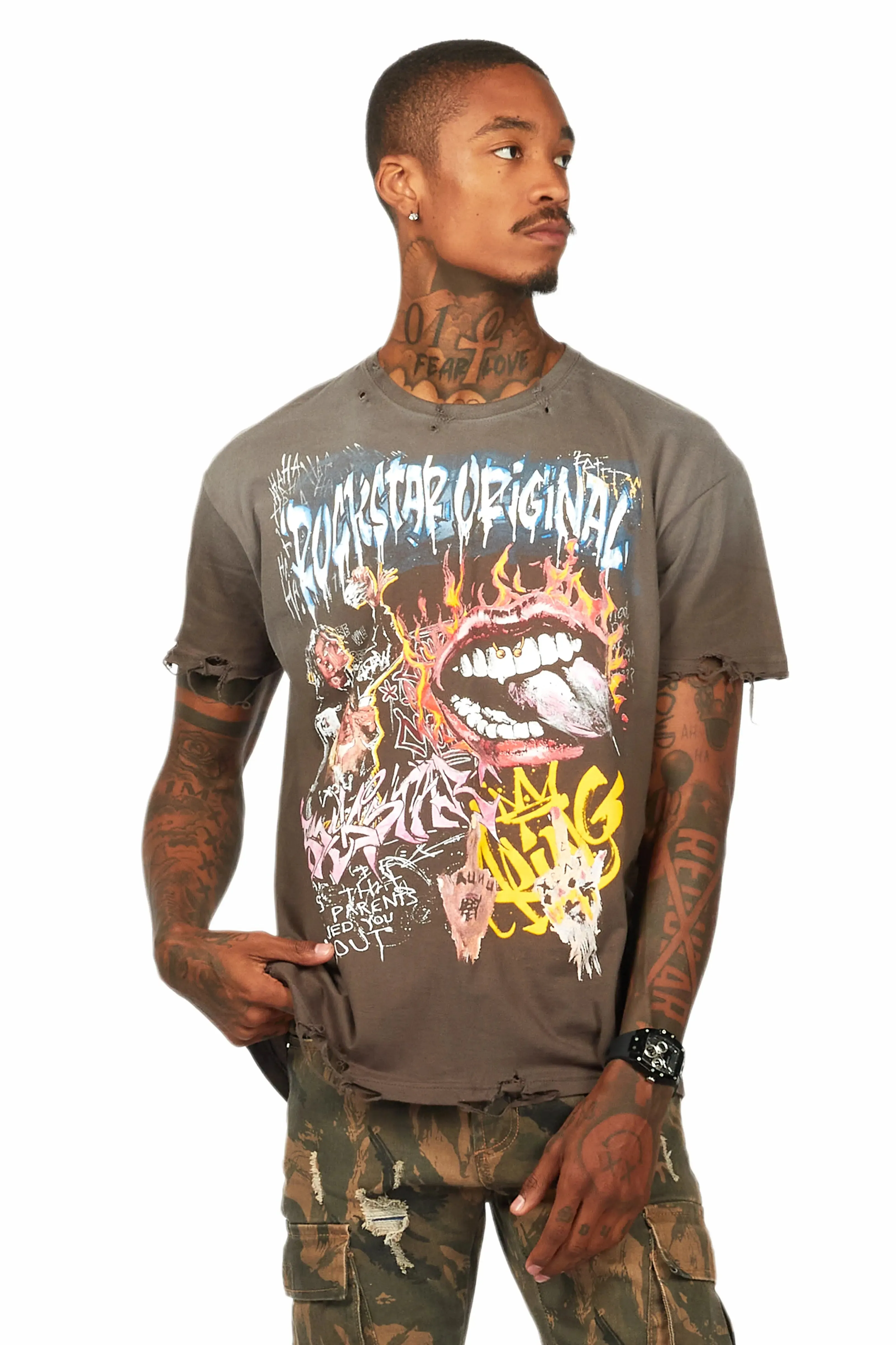 Yooz Charcoal Graphic Oversized T-Shirt sold by Rockstar Original product image thumbnail 2