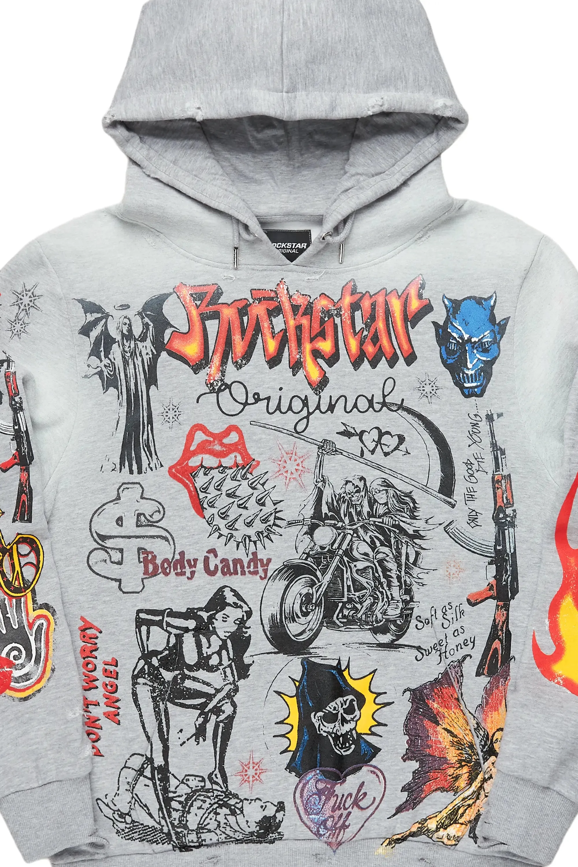 Shoota Heather Grey Distressed Graphic Hoodie sold by Rockstar Original product image thumbnail 5